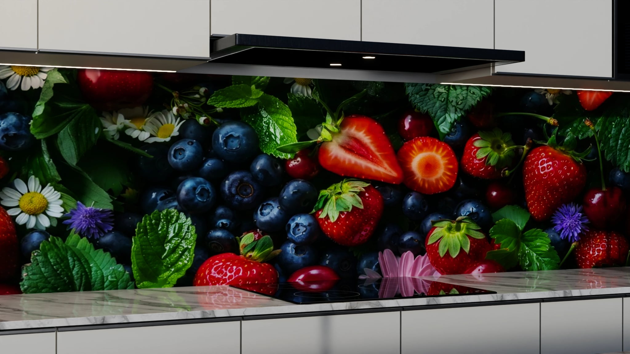 Küchenrückwand - Beeren Blüten Flatlay – Bild 3
