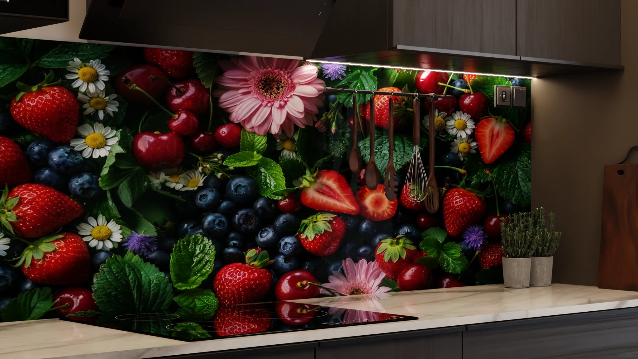 Küchenrückwand - Beeren Blüten Flatlay – Bild 7