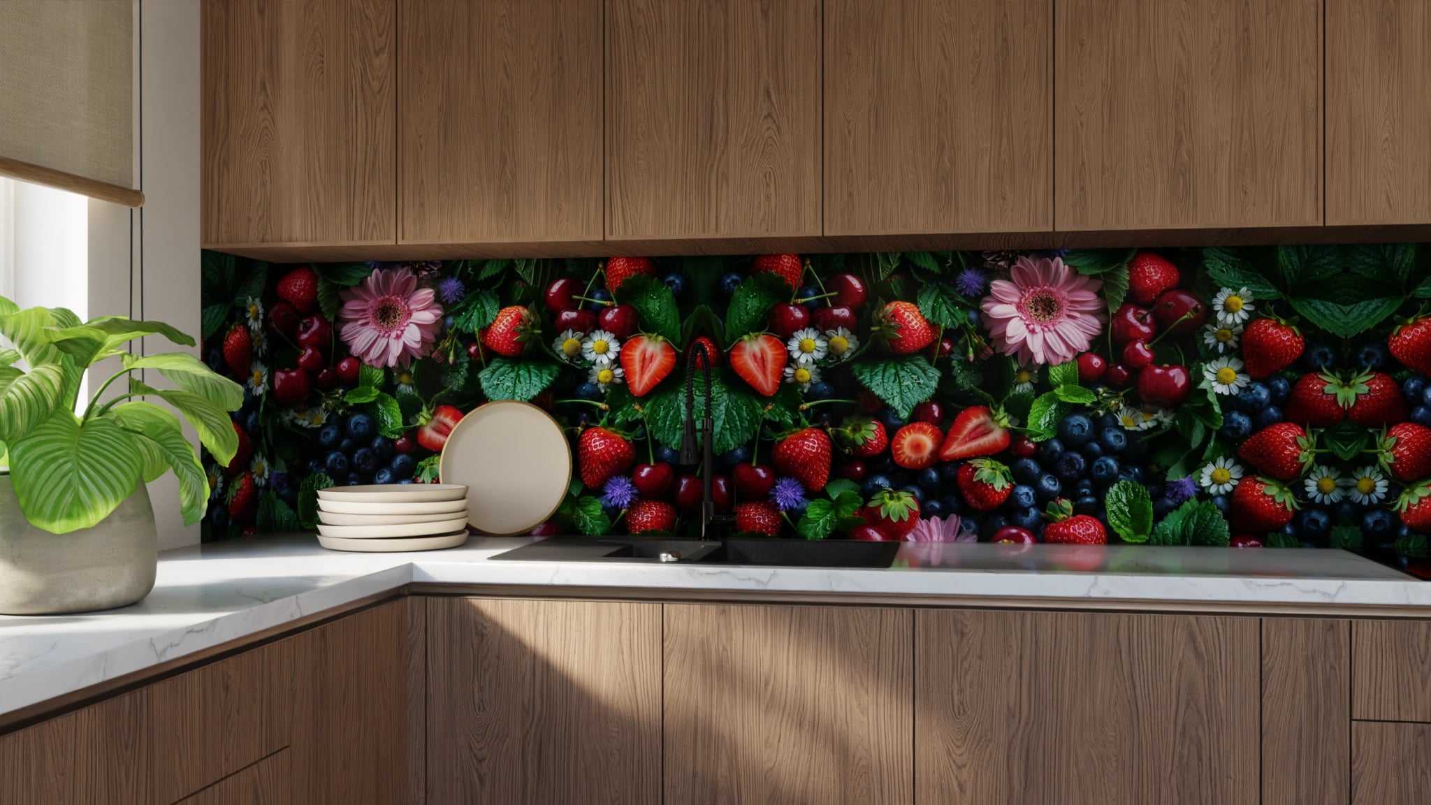 Küchenrückwand - Beeren Blüten Flatlay – Bild 9