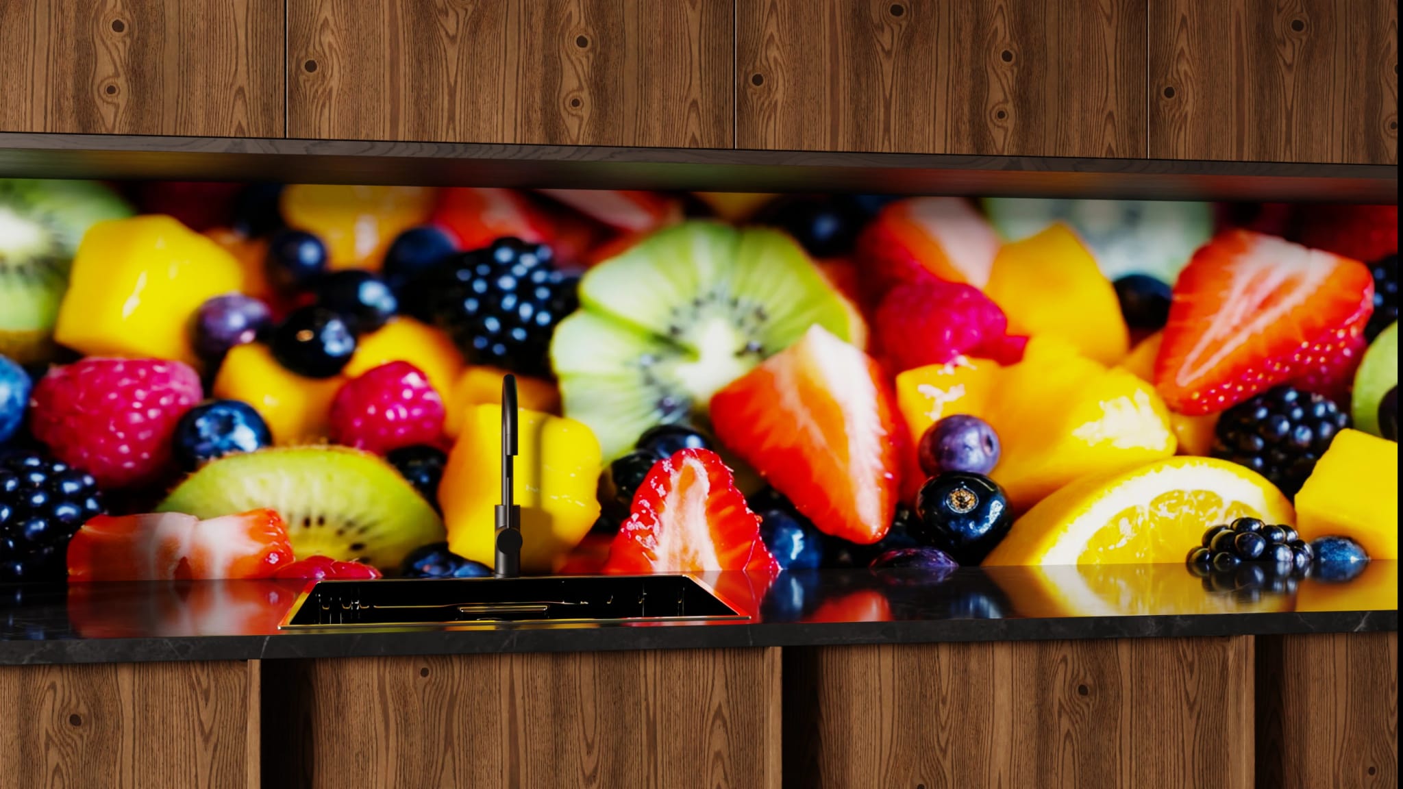 Küchenrückwand - Fruchtsalat Bunt Nahaufnahme