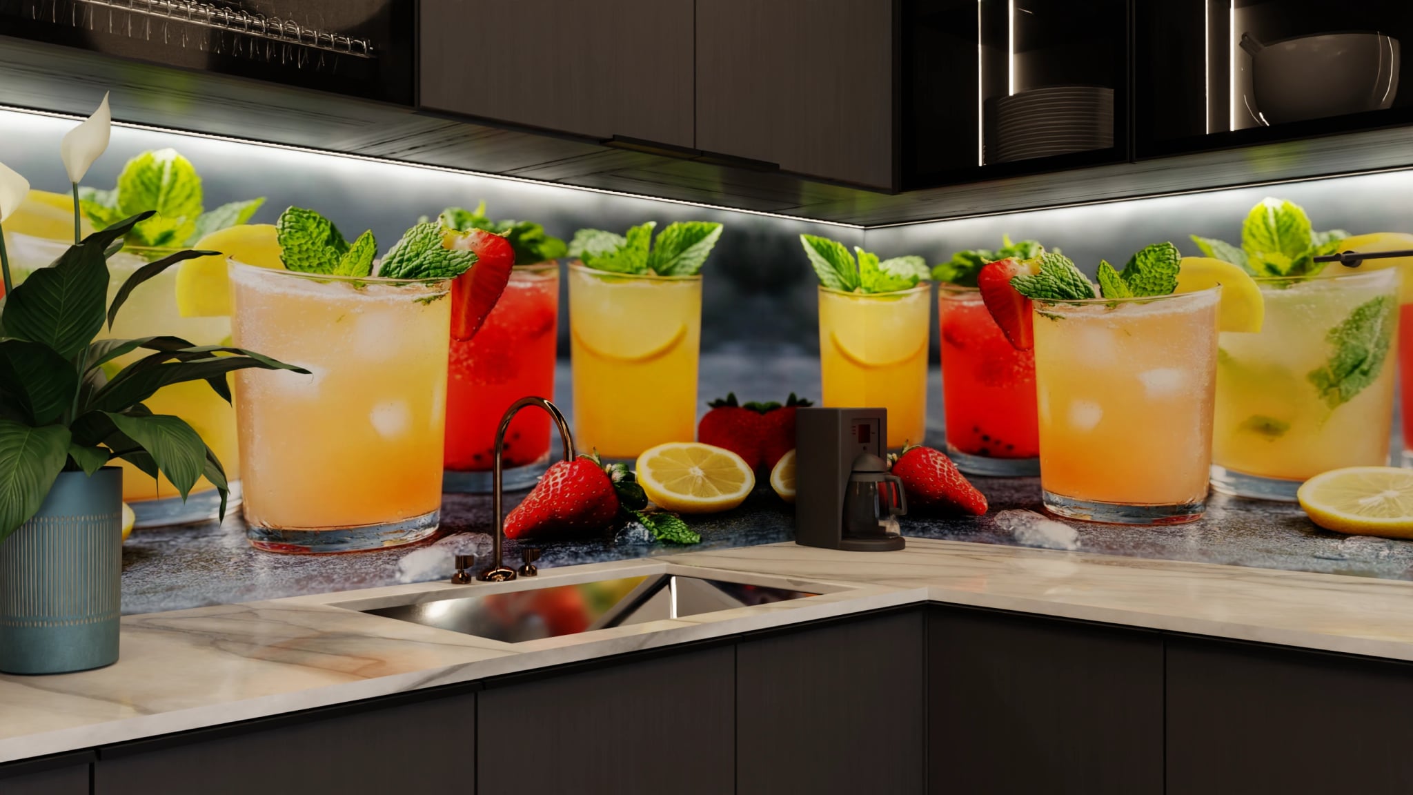 Küchenrückwand - Sommerdrinks Bunt Zitrone – Bild 5
