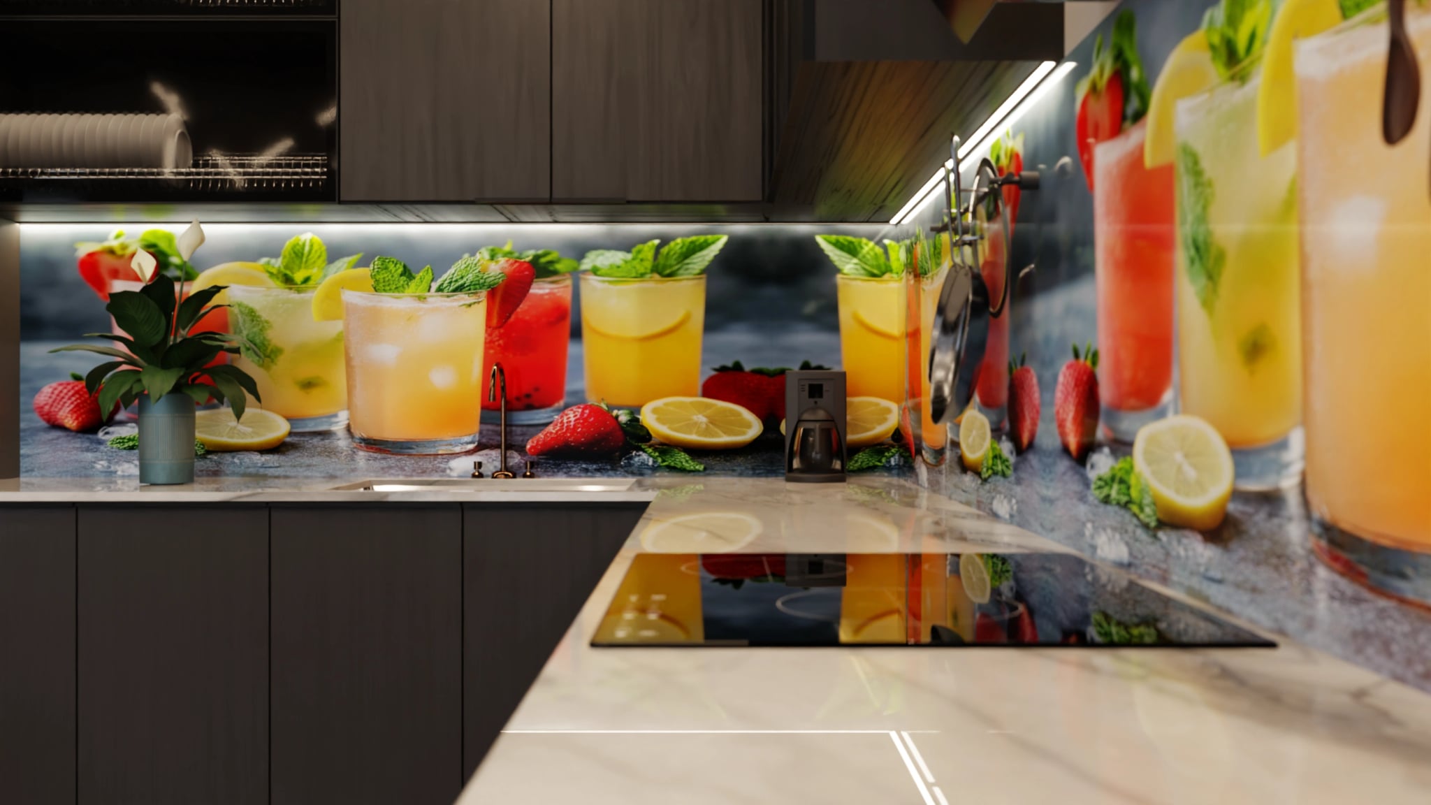 Küchenrückwand - Sommerdrinks Bunt Zitrone – Bild 6