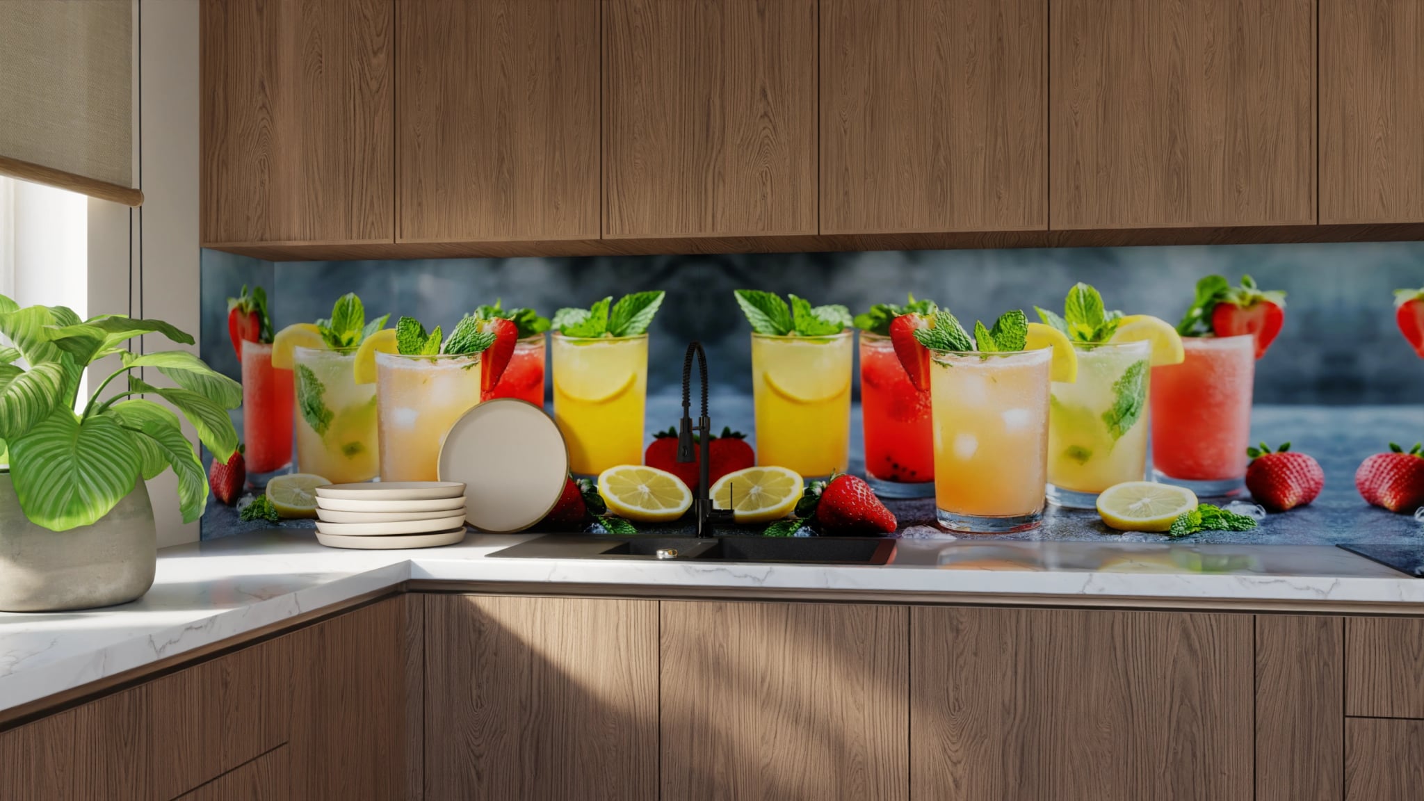 Küchenrückwand - Sommerdrinks Bunt Zitrone – Bild 9
