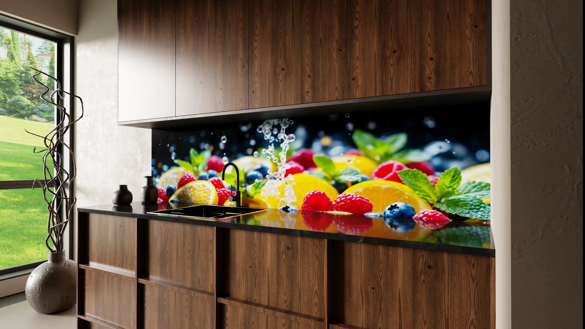 Küchenrückwand - Zitrone Beeren Wasserspritzer – Bild 2