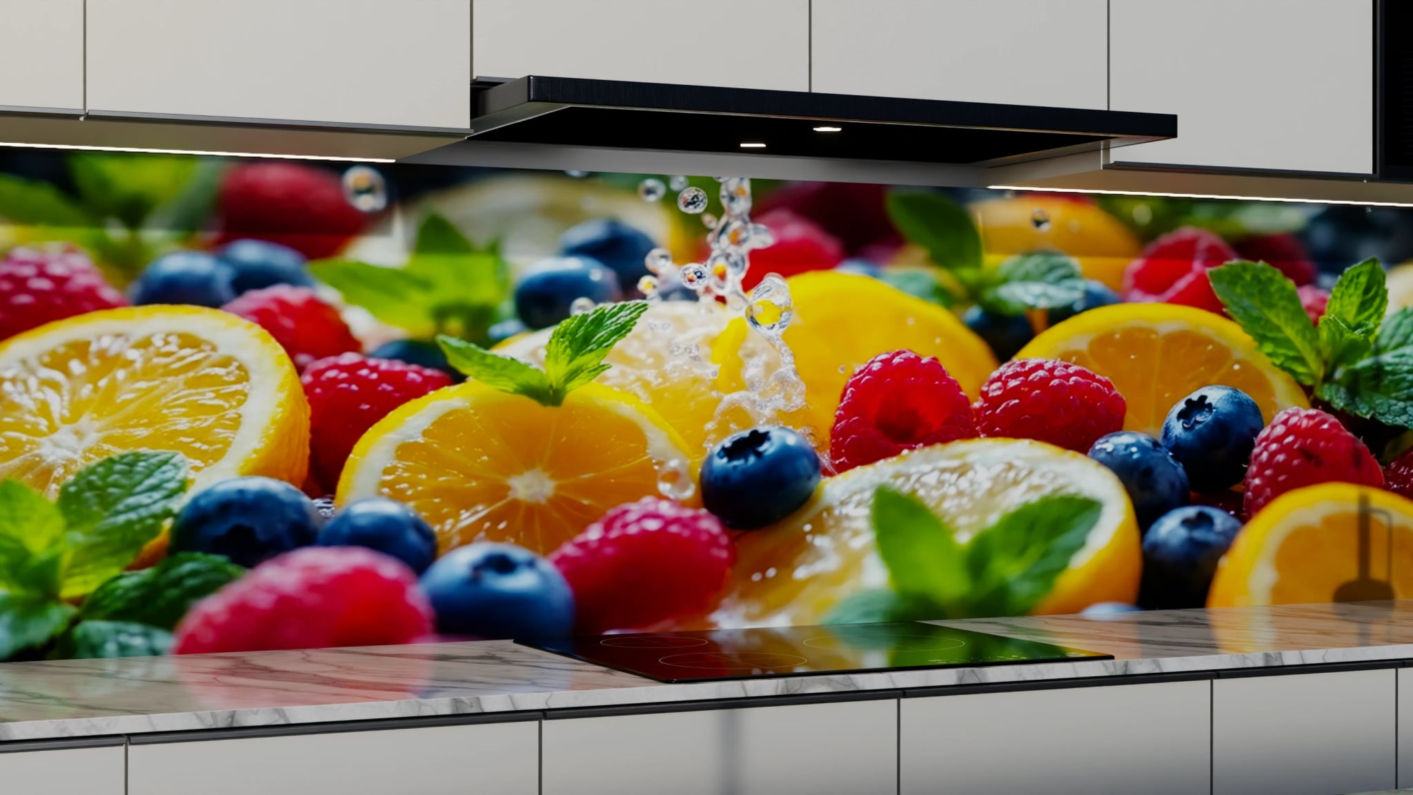 Küchenrückwand - Zitrone Beeren Wasserspritzer – Bild 3