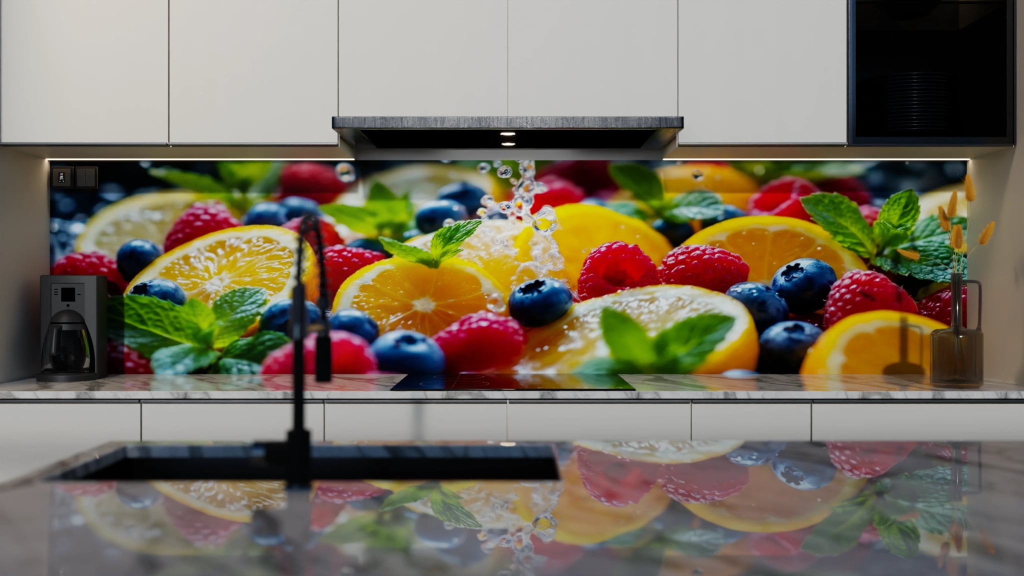 Küchenrückwand - Zitrone Beeren Wasserspritzer – Bild 4