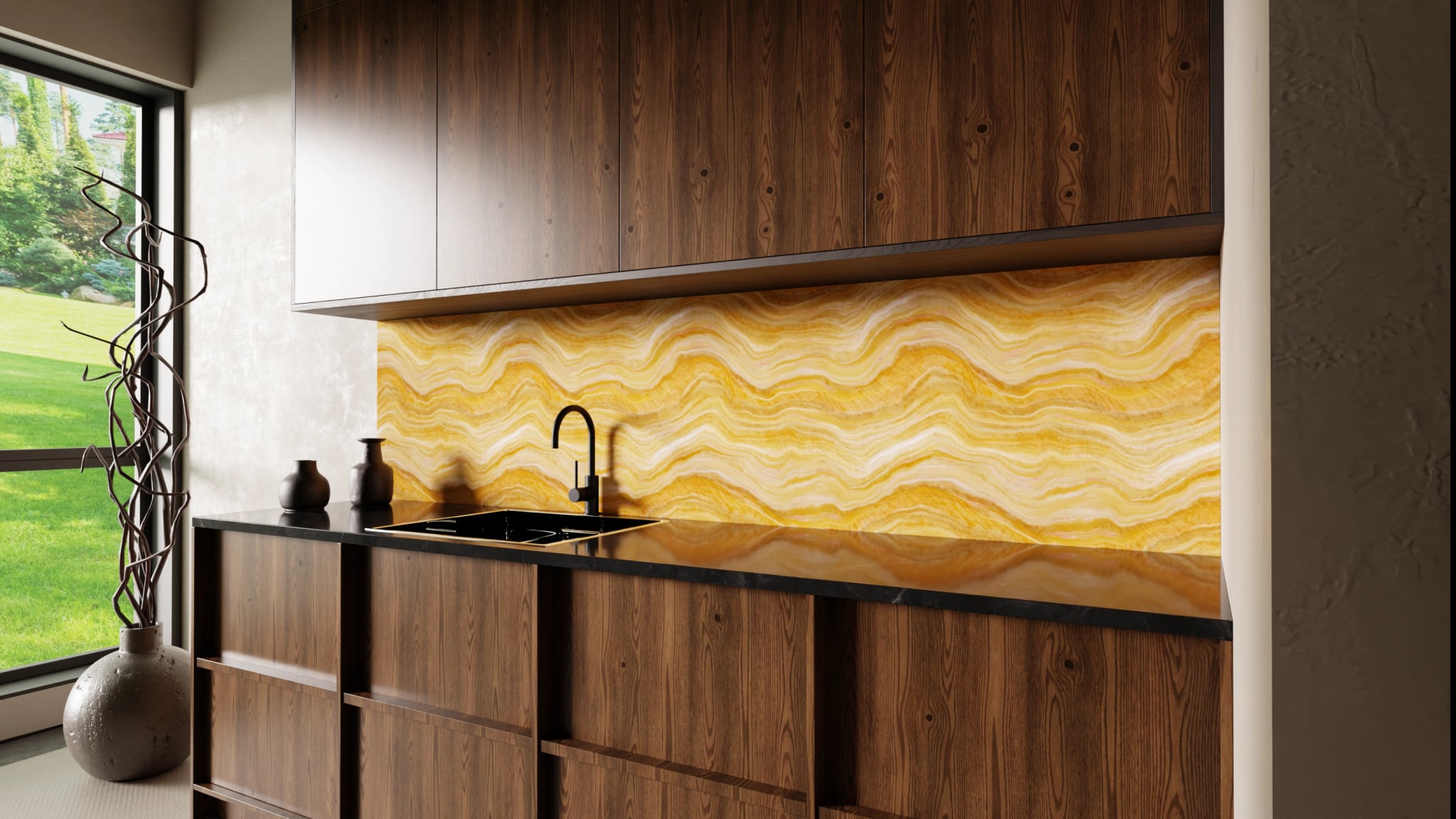 Küchenrückwand - Onyx Honig-Pfirsich – Bild 2