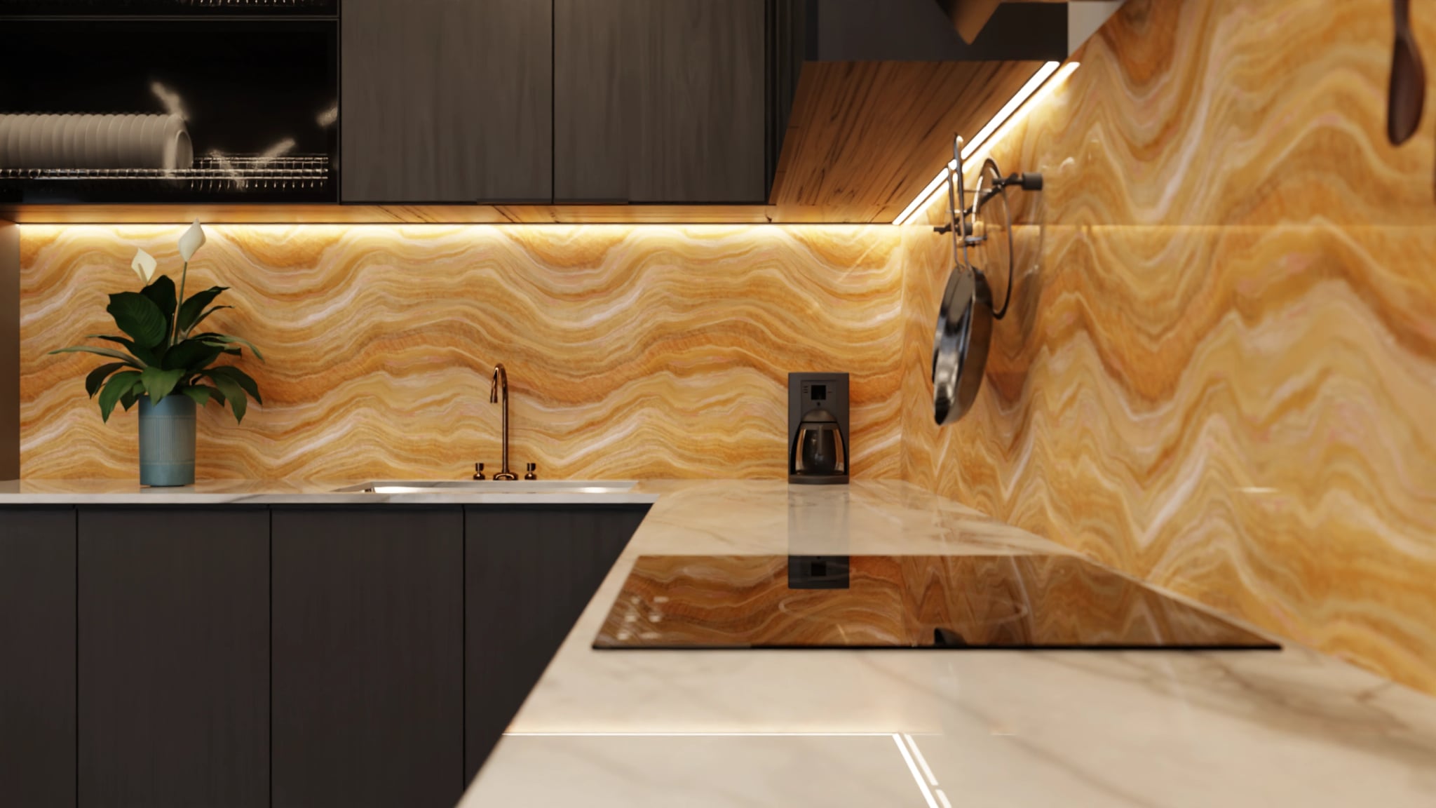 Küchenrückwand - Onyx Honig-Pfirsich – Bild 6