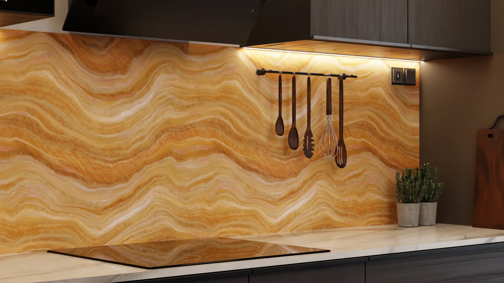 Küchenrückwand - Onyx Honig-Pfirsich – Bild 7