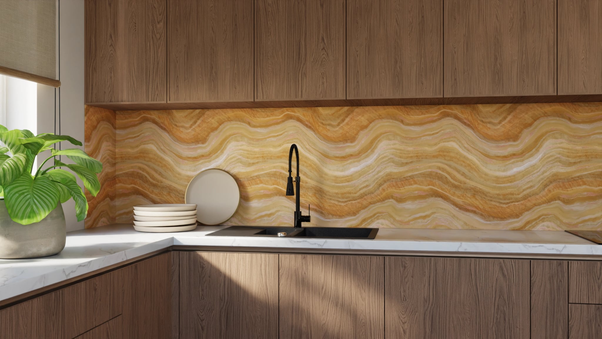 Küchenrückwand - Onyx Honig-Pfirsich – Bild 9