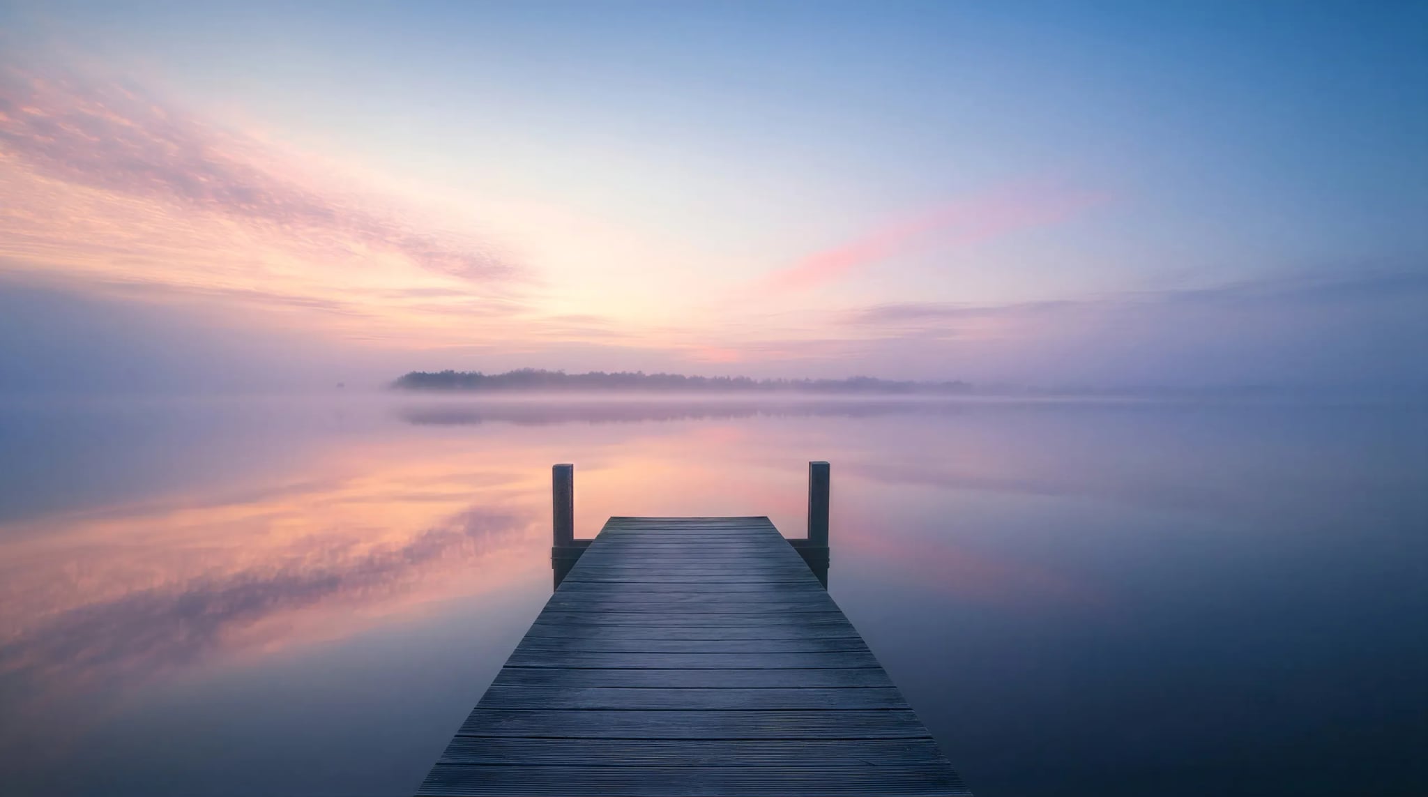 Küchenrückwand - Holzsteg Morgennebel Pastell – Bild 11
