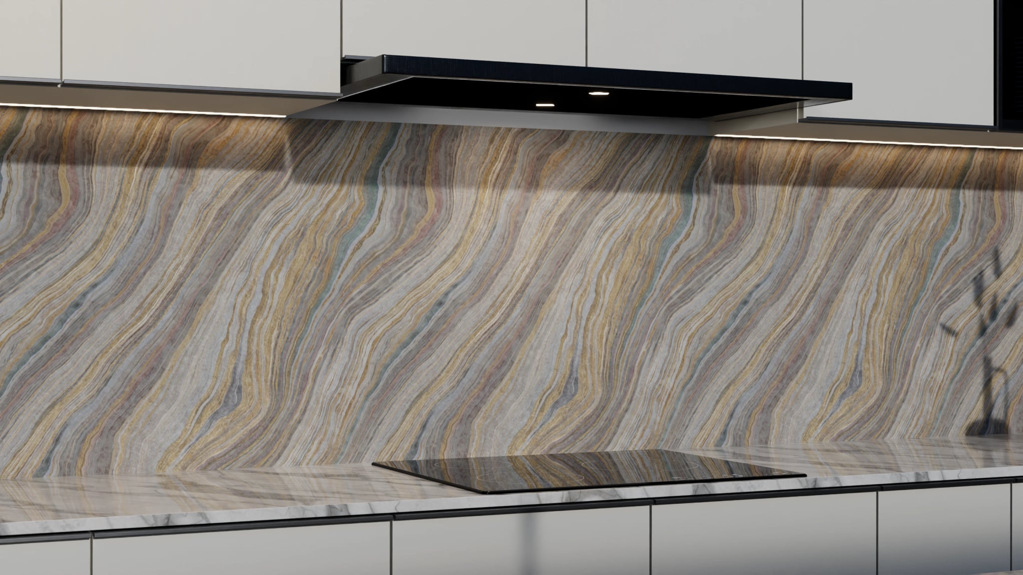 Küchenrückwand - Onyx Grau-Gold – Bild 3