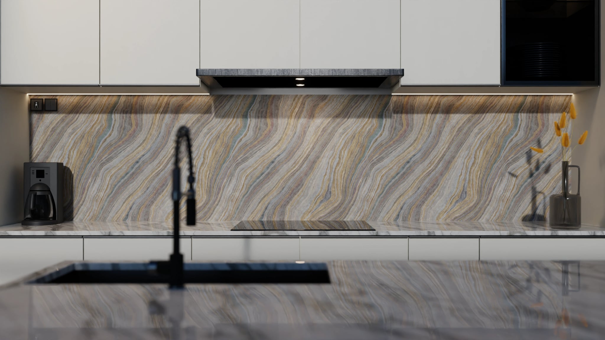 Küchenrückwand - Onyx Grau-Gold – Bild 4