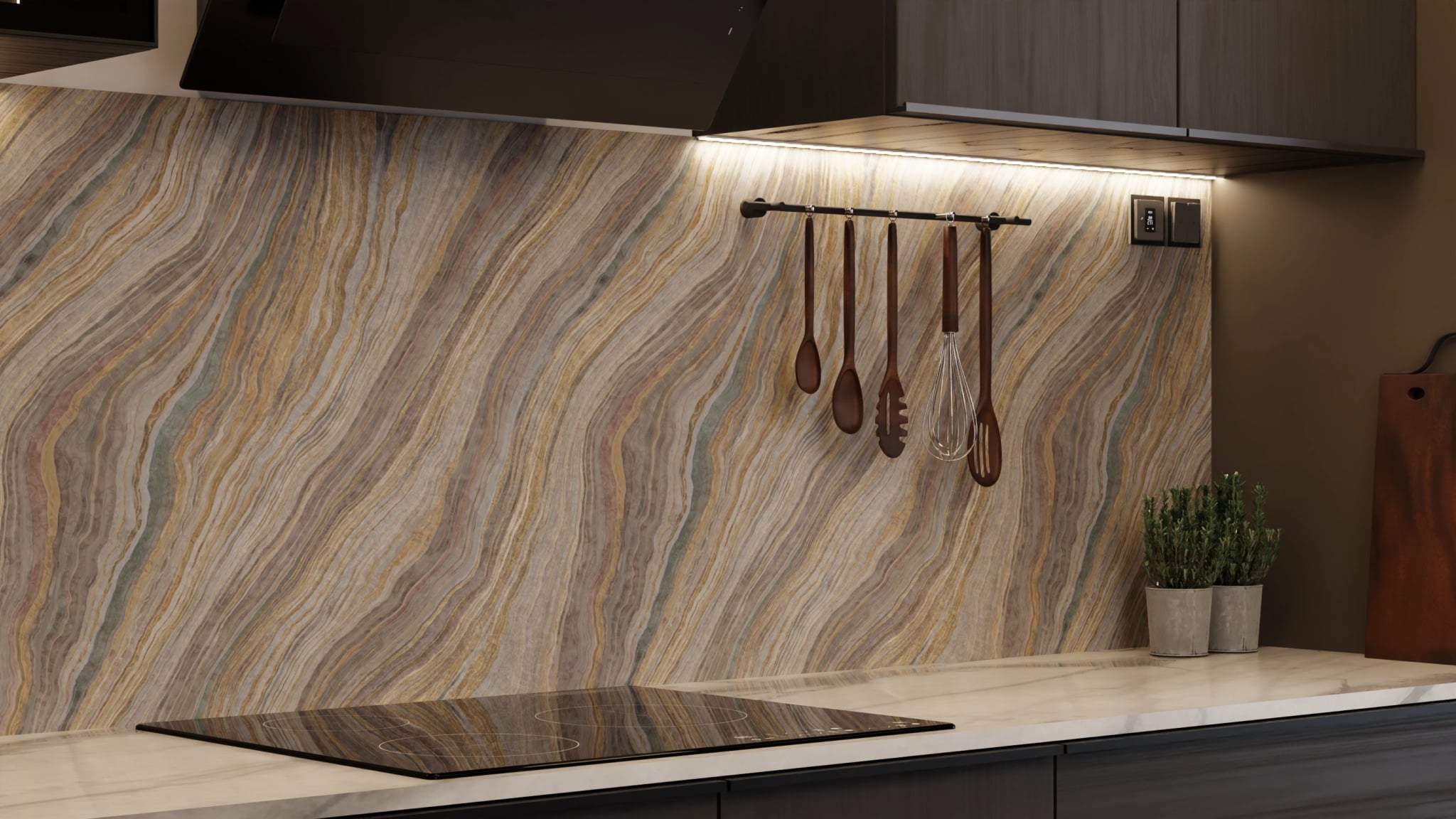 Küchenrückwand - Onyx Grau-Gold – Bild 7