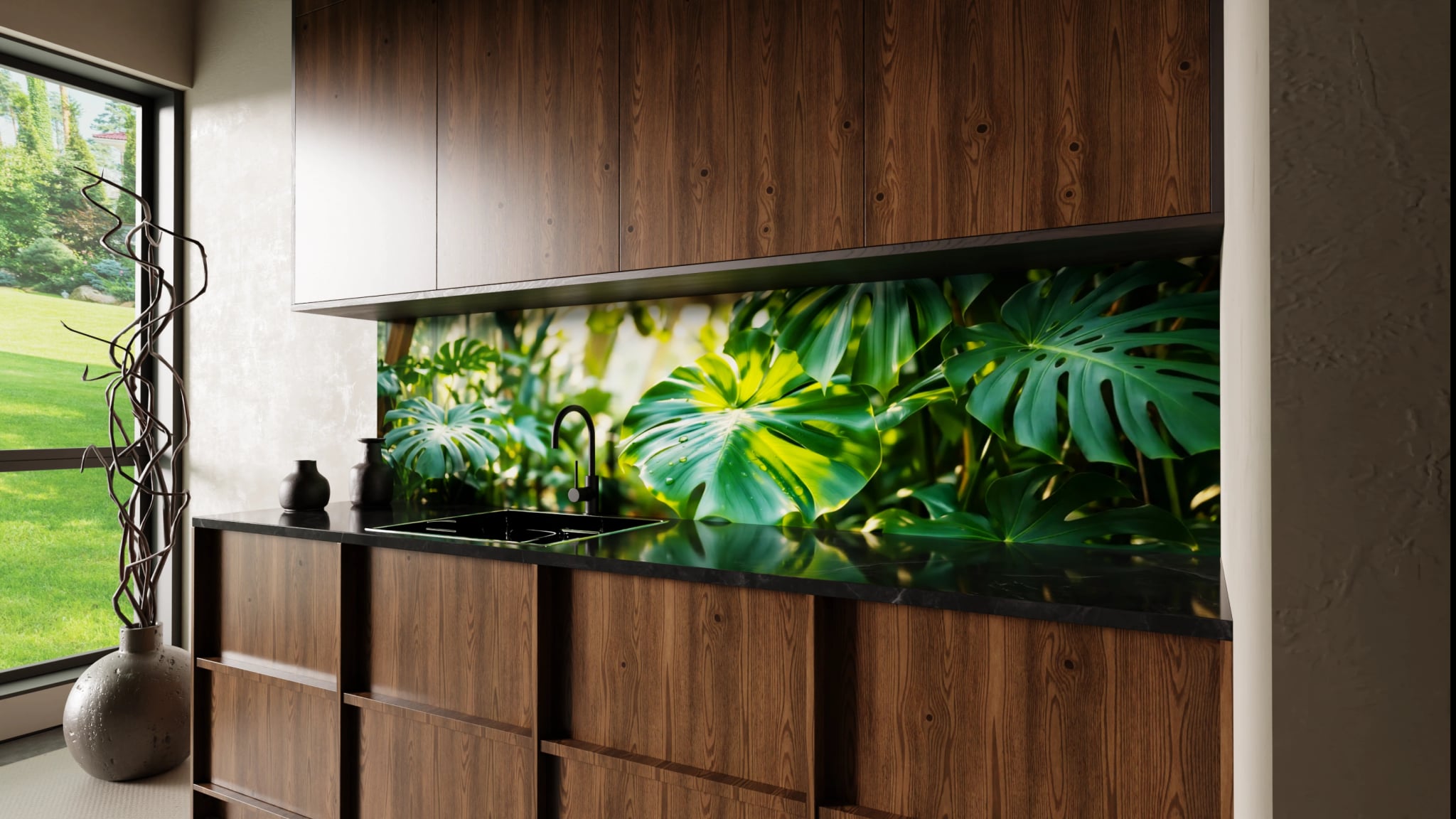 Küchenrückwand - Monstera Gewächshaus Sonnenlicht – Bild 2