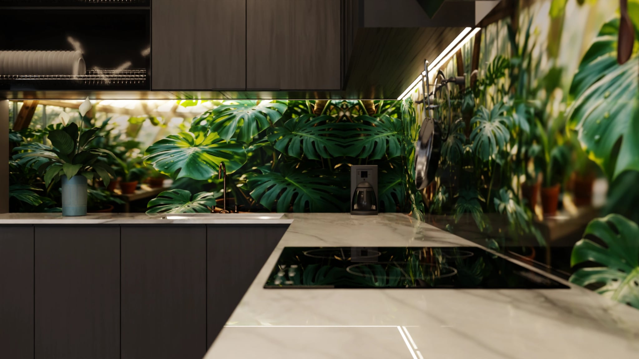 Küchenrückwand - Monstera Gewächshaus Sonnenlicht – Bild 6