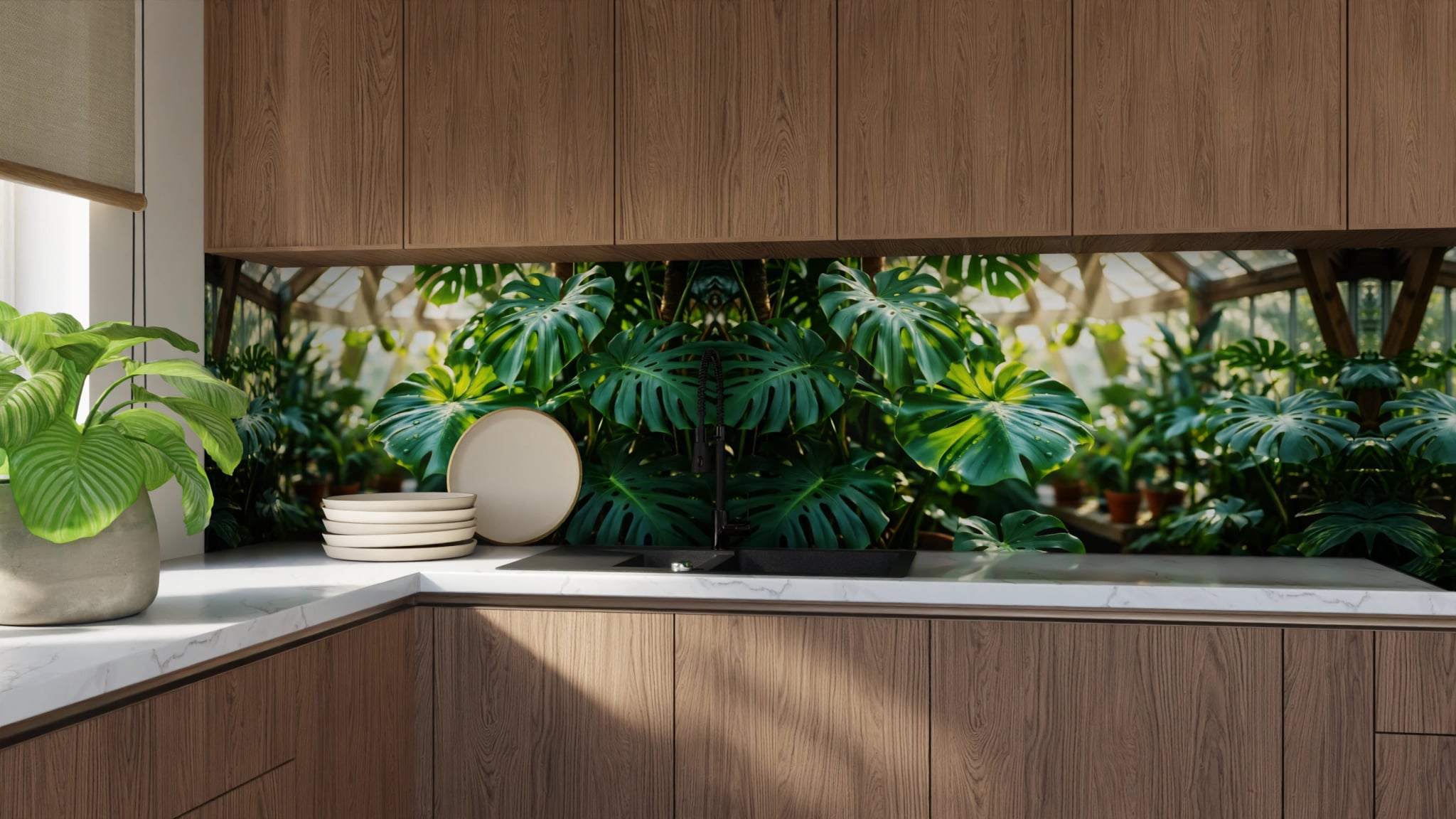 Küchenrückwand - Monstera Gewächshaus Sonnenlicht – Bild 9