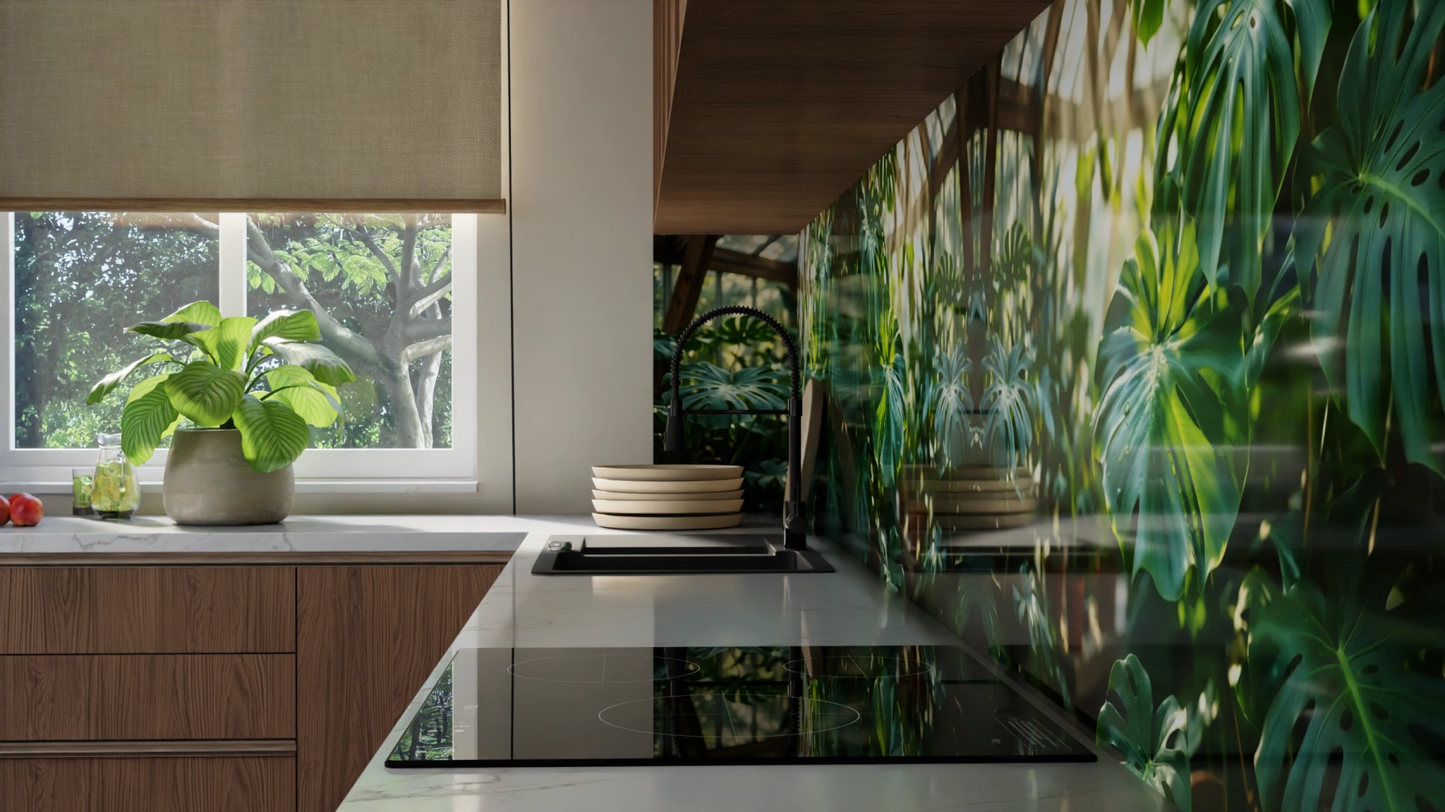 Küchenrückwand - Monstera Gewächshaus Sonnenlicht – Bild 10