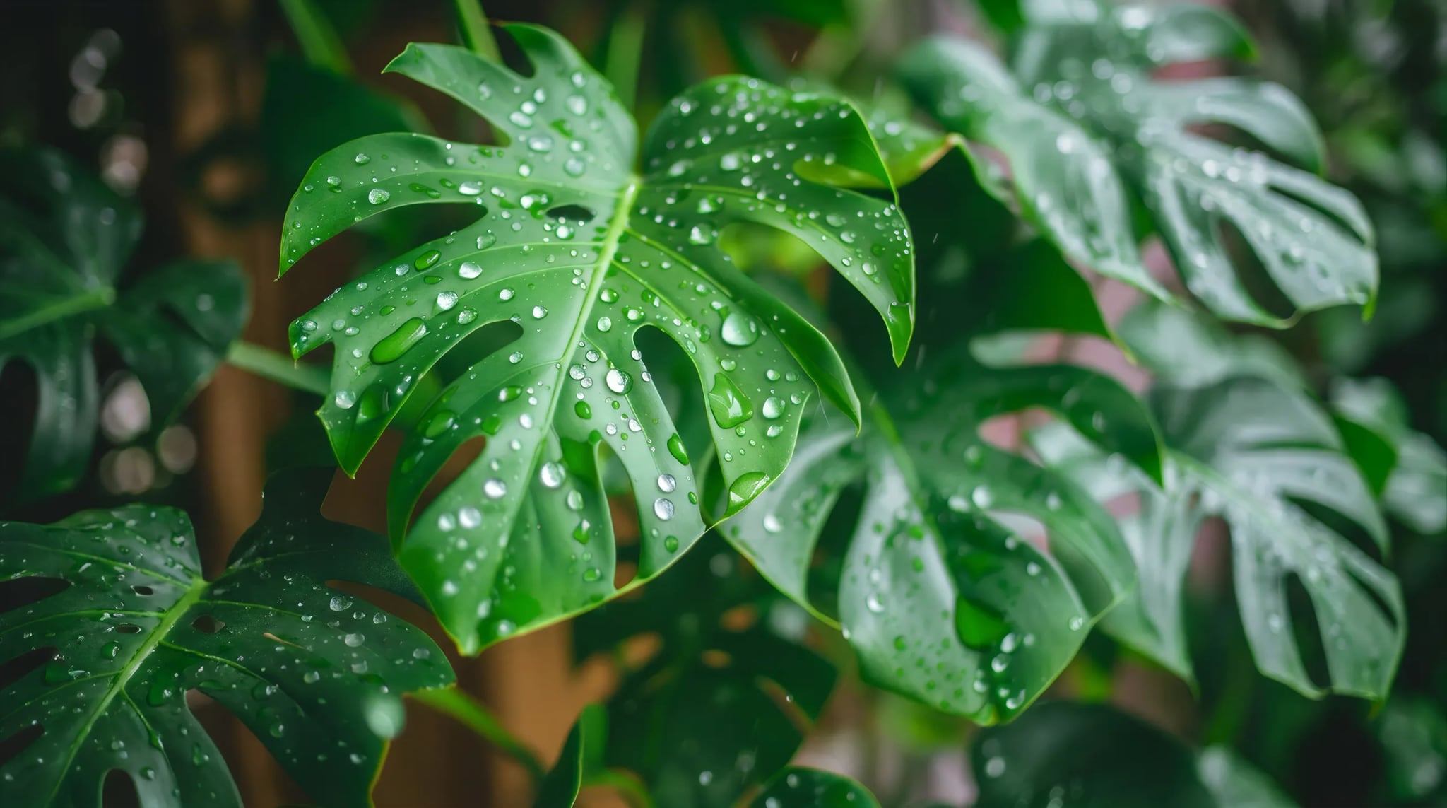 Küchenrückwand - Monstera Blatt Regentropfen – Bild 11