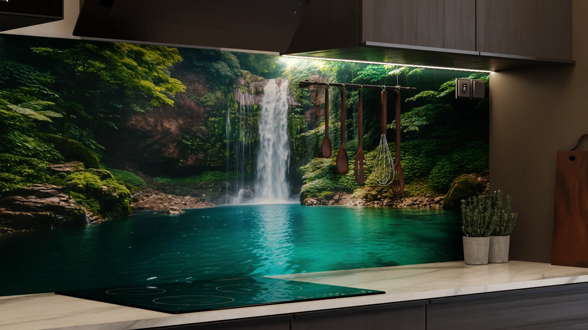 Küchenrückwand - Wasserfall Dschungel Türkis – Bild 7
