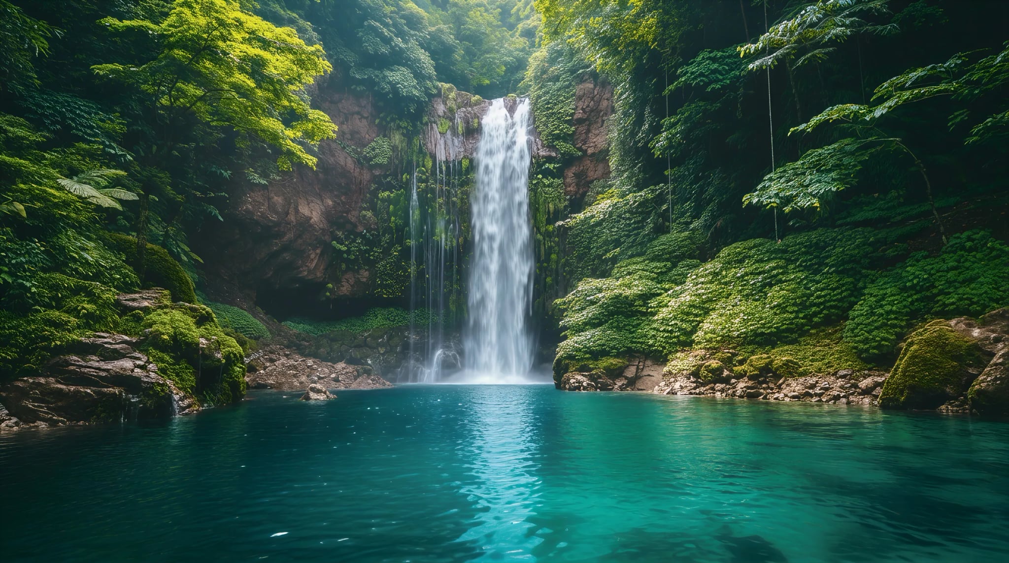 Küchenrückwand - Wasserfall Dschungel Türkis – Bild 11