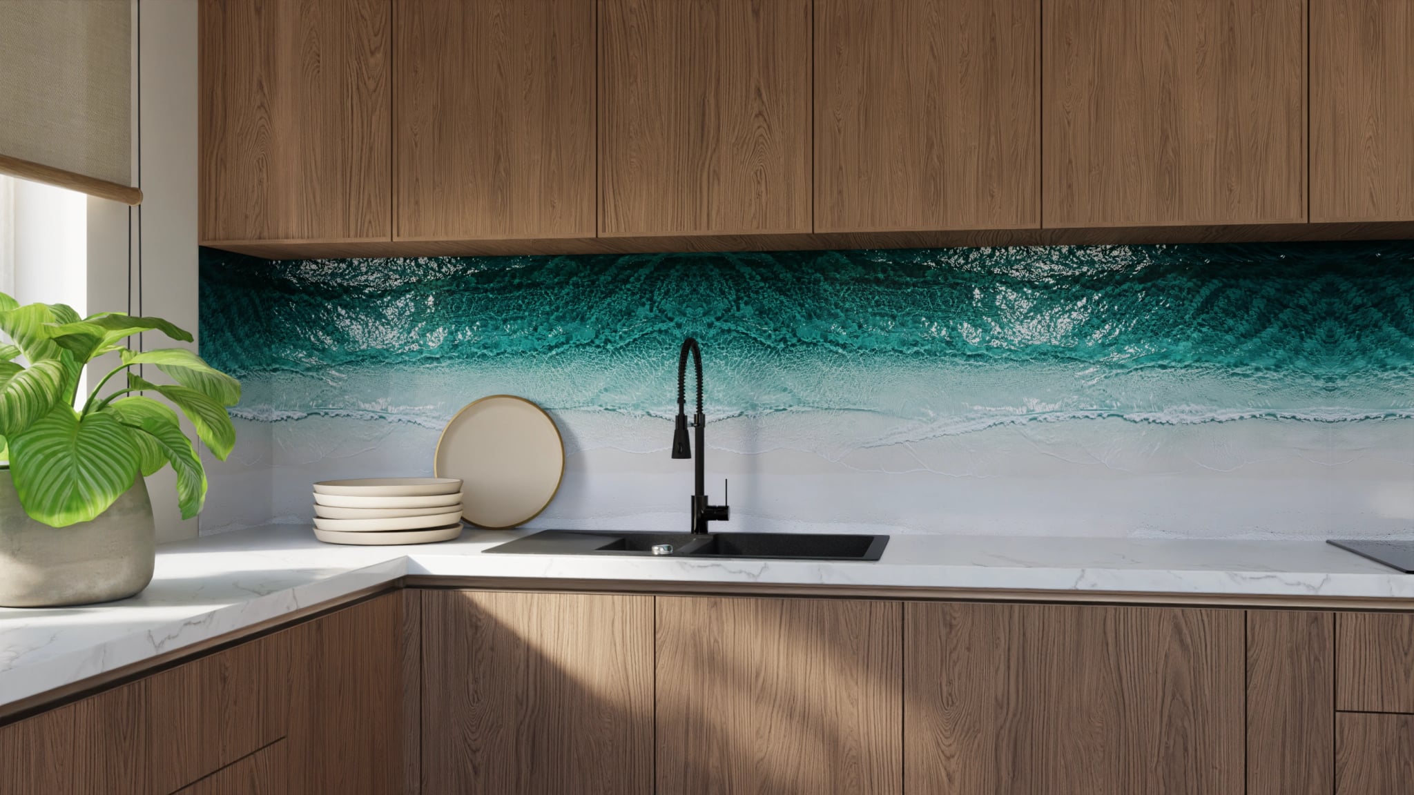 Küchenrückwand - Strand Meer Draufsicht Minimal – Bild 9