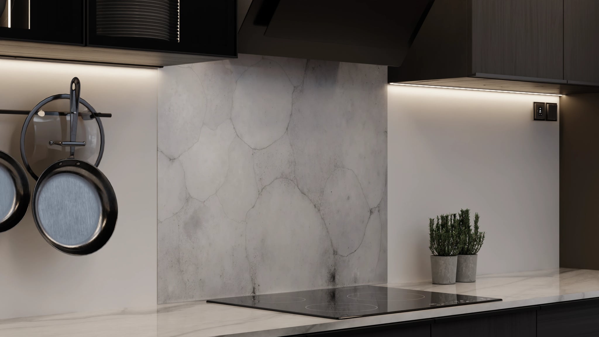 Spritzschutz - Beton Weiß Zellstruktur – Bild 4