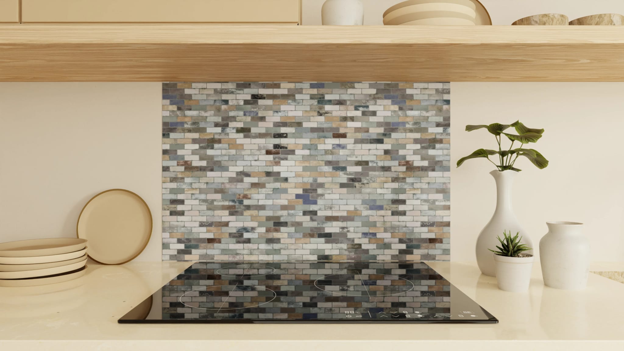 Spritzschutz - Backstein Patchwork Bunt