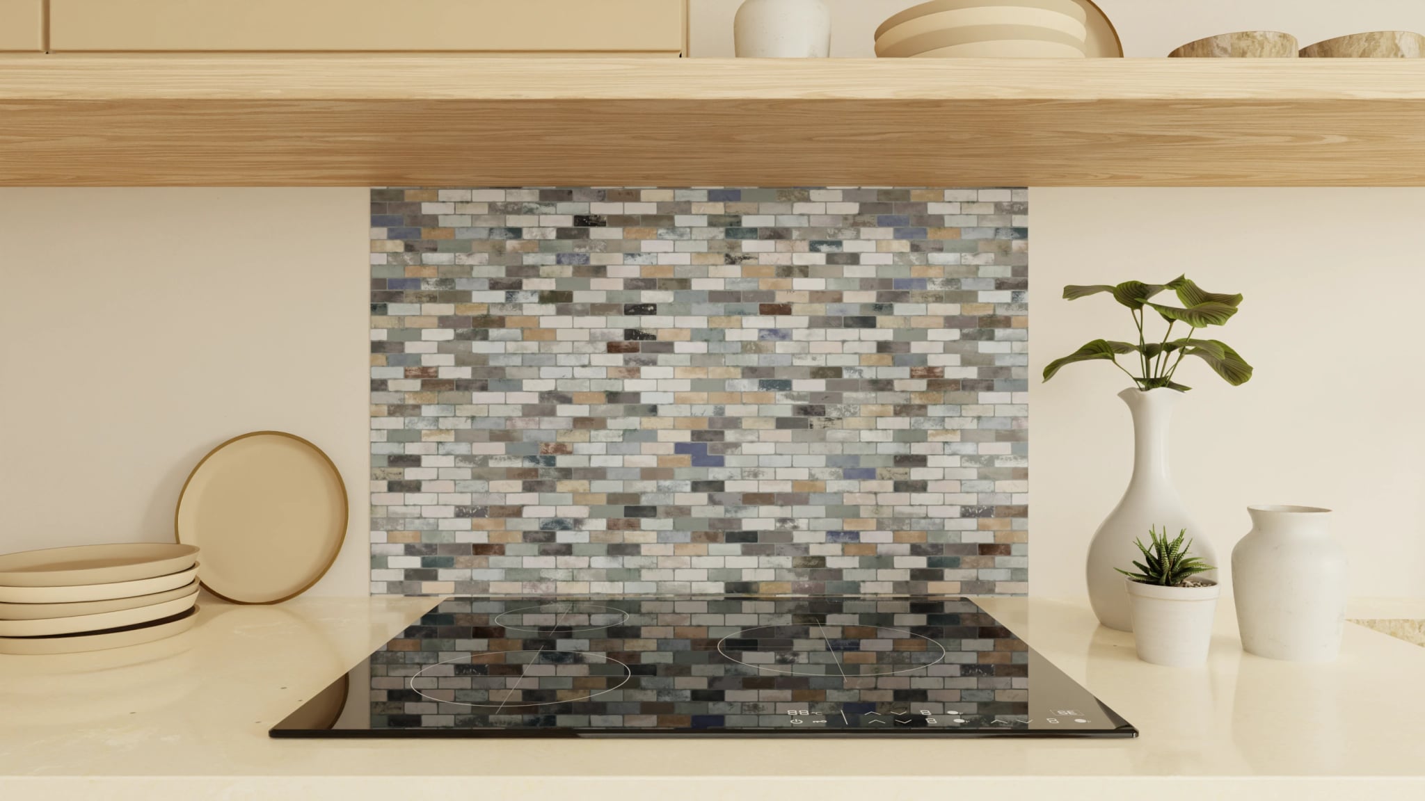 Spritzschutz - Backstein Patchwork Bunt – Bild 1