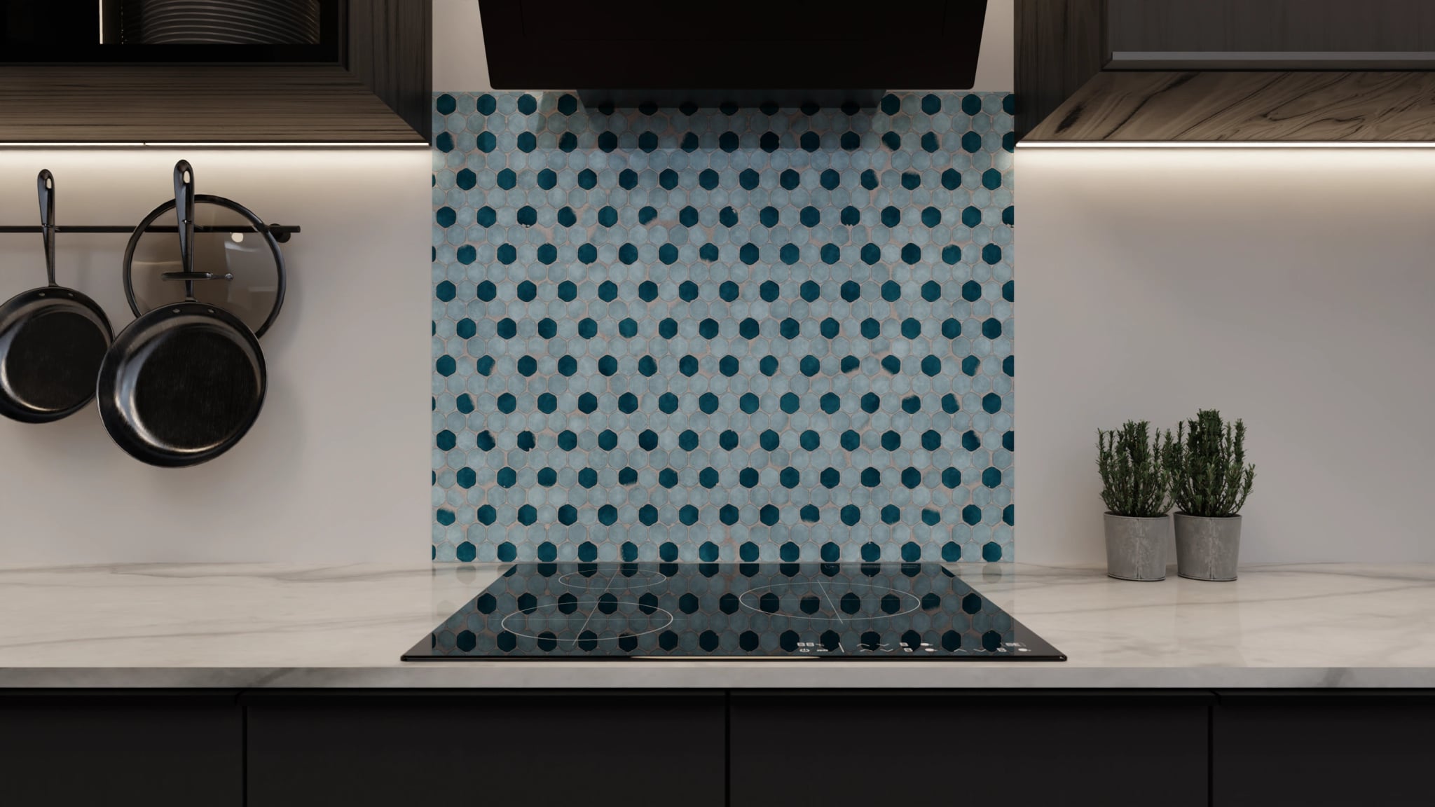 Spritzschutz - Hexagon-Mosaik Aqua-Petrol – Bild 3