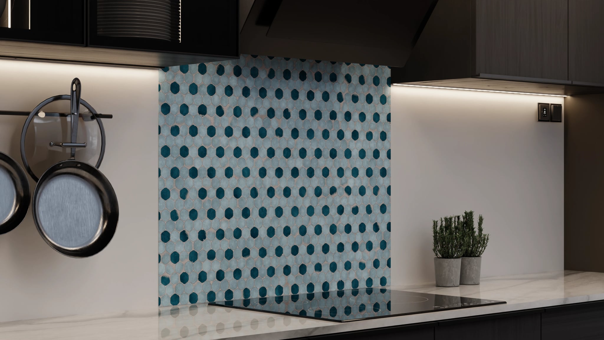 Spritzschutz - Hexagon-Mosaik Aqua-Petrol – Bild 4