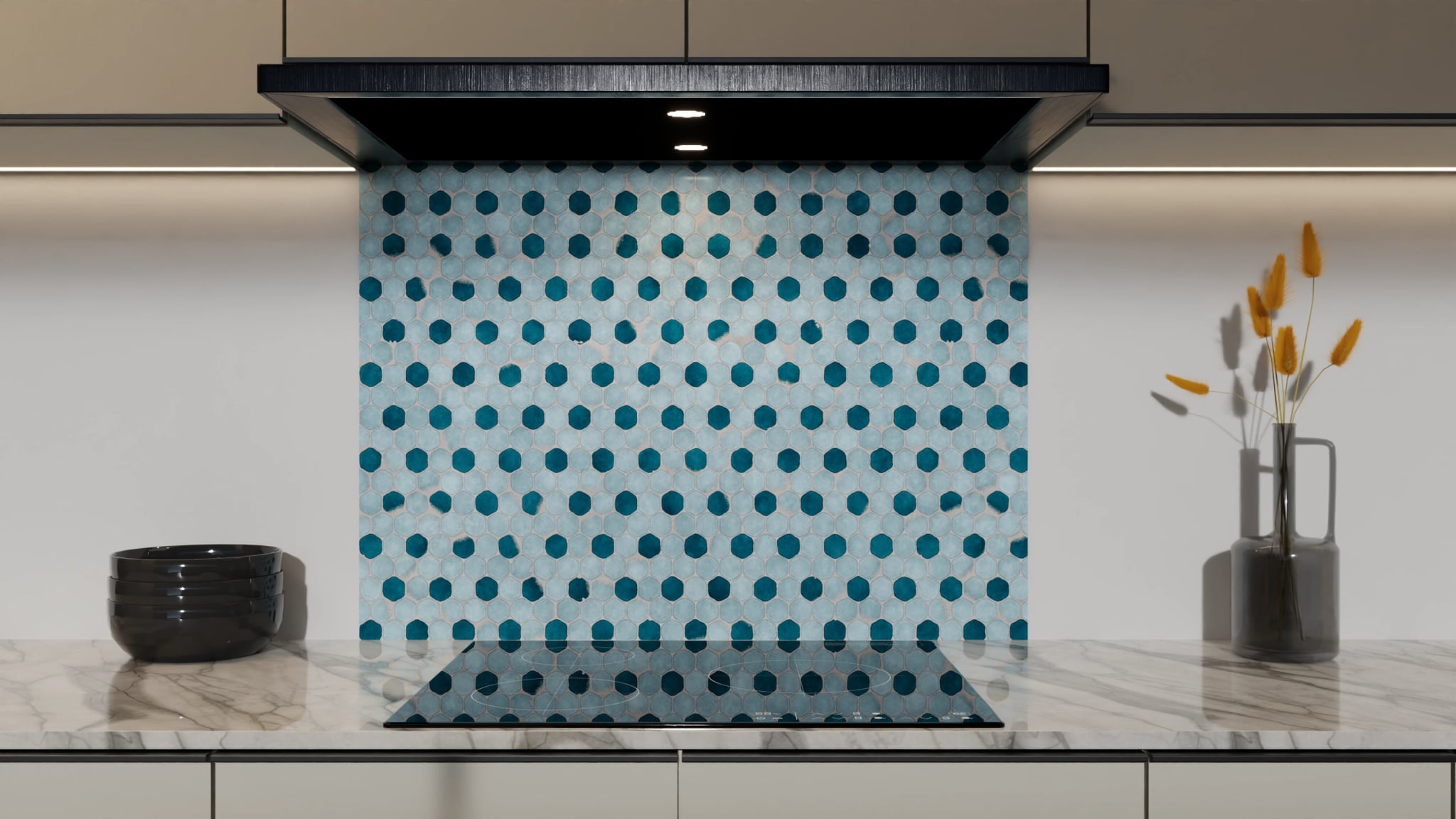 Spritzschutz - Hexagon-Mosaik Aqua-Petrol – Bild 5