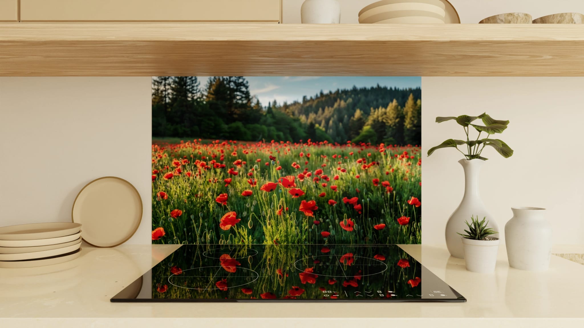 Spritzschutz - Mohnblumenfeld Rot Wald