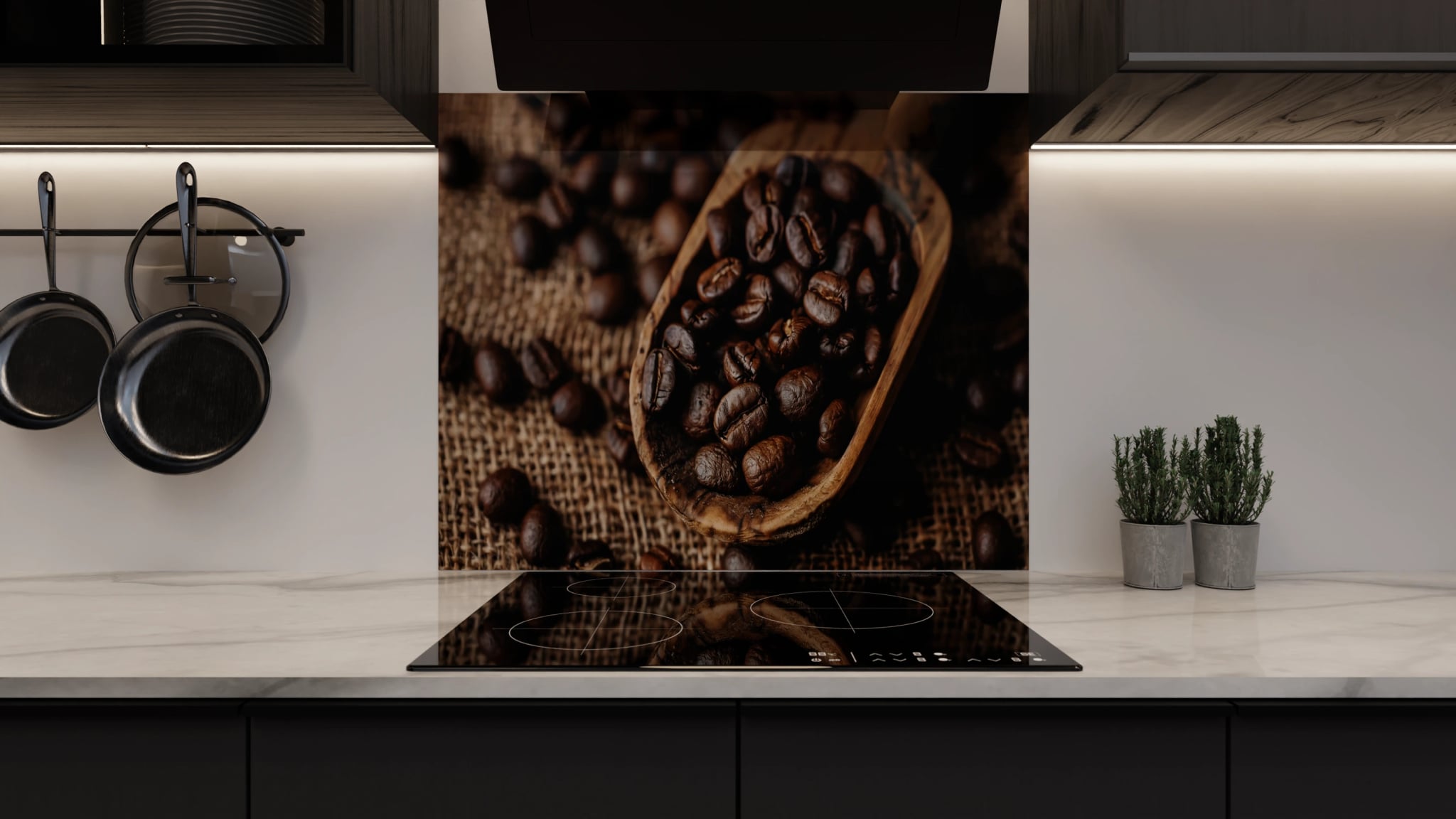 Spritzschutz - Kaffeebohnen Holzlöffel Jute – Bild 3