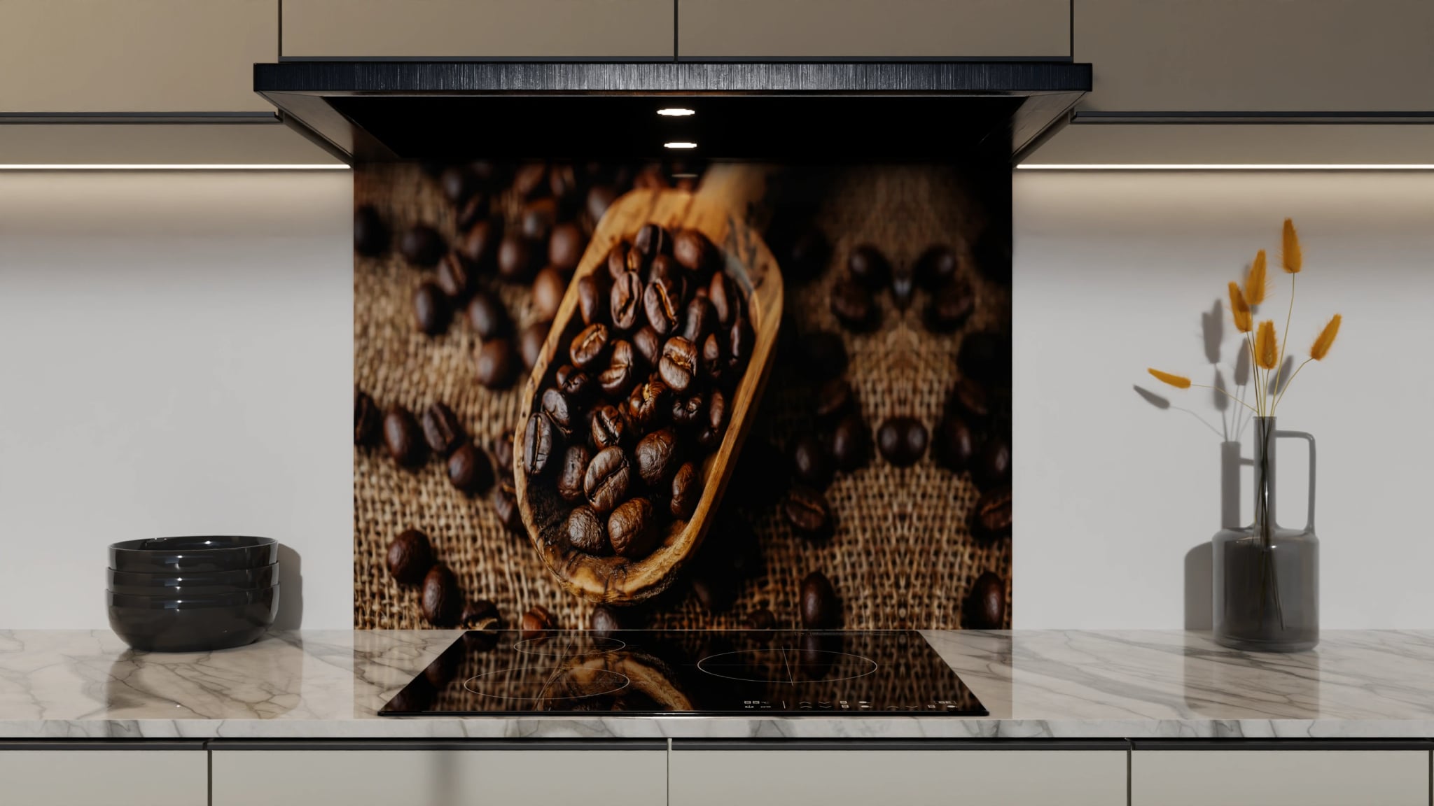 Spritzschutz - Kaffeebohnen Holzlöffel Jute – Bild 5