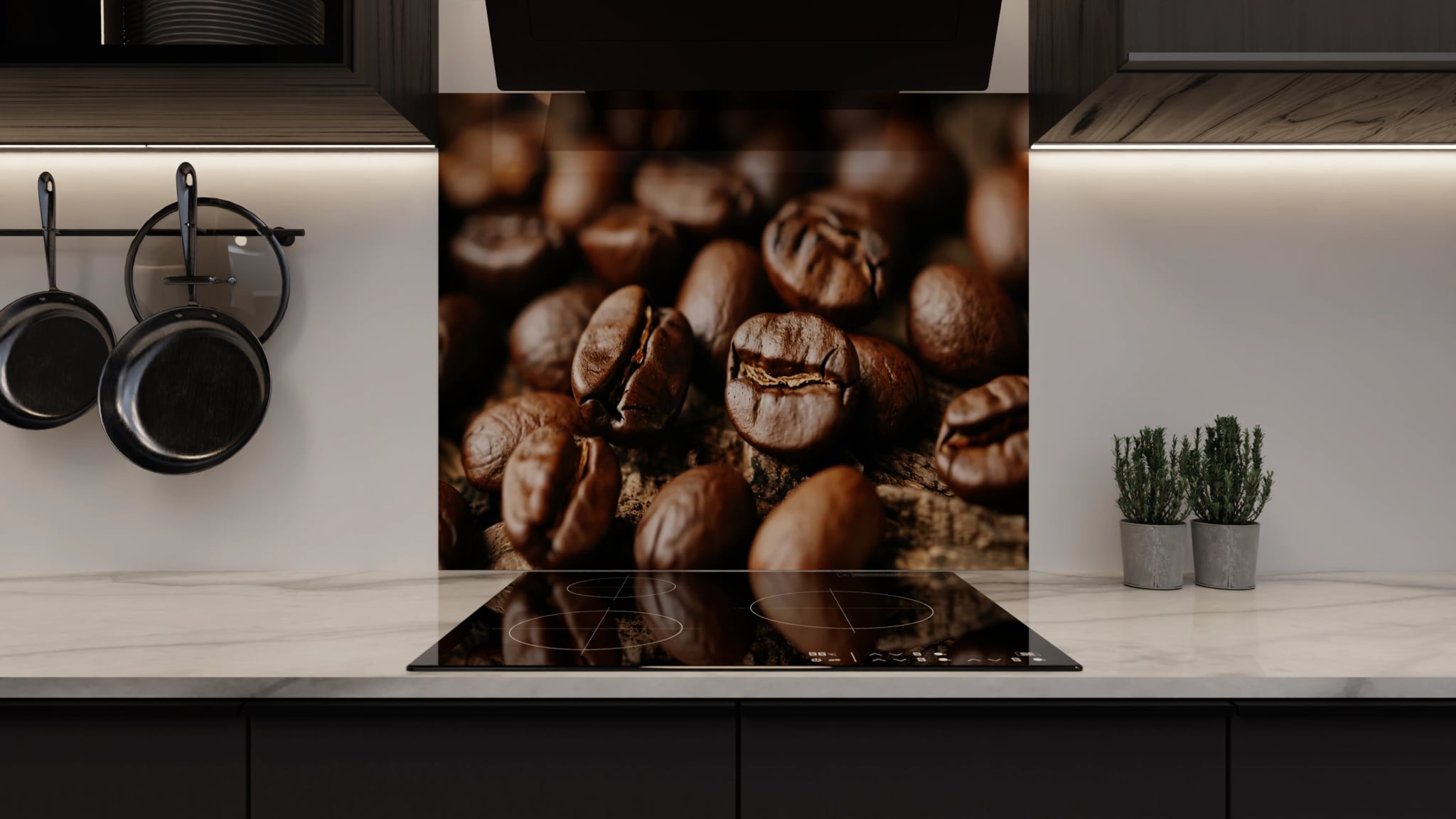 Spritzschutz - Kaffeebohnen Nahaufnahme Holz – Bild 3