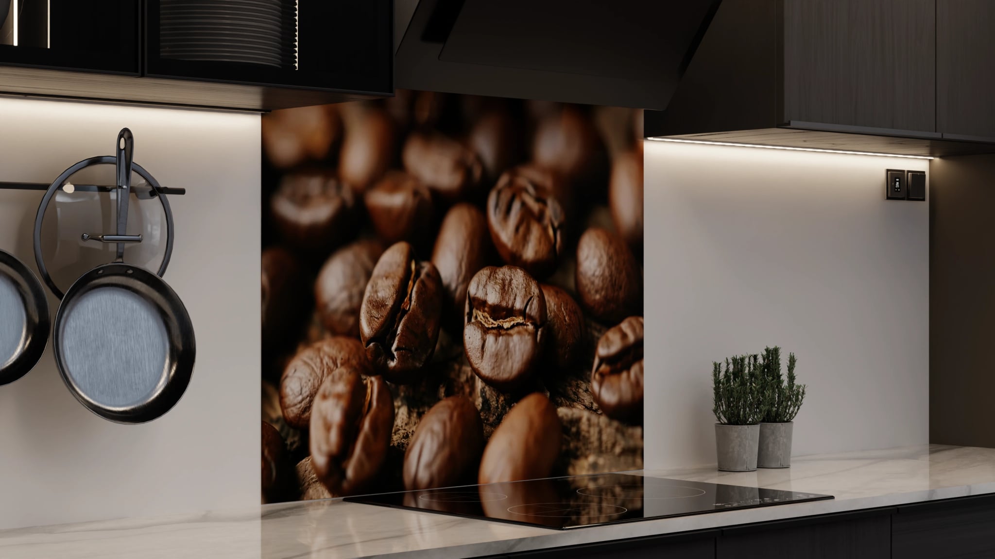Spritzschutz - Kaffeebohnen Nahaufnahme Holz – Bild 4
