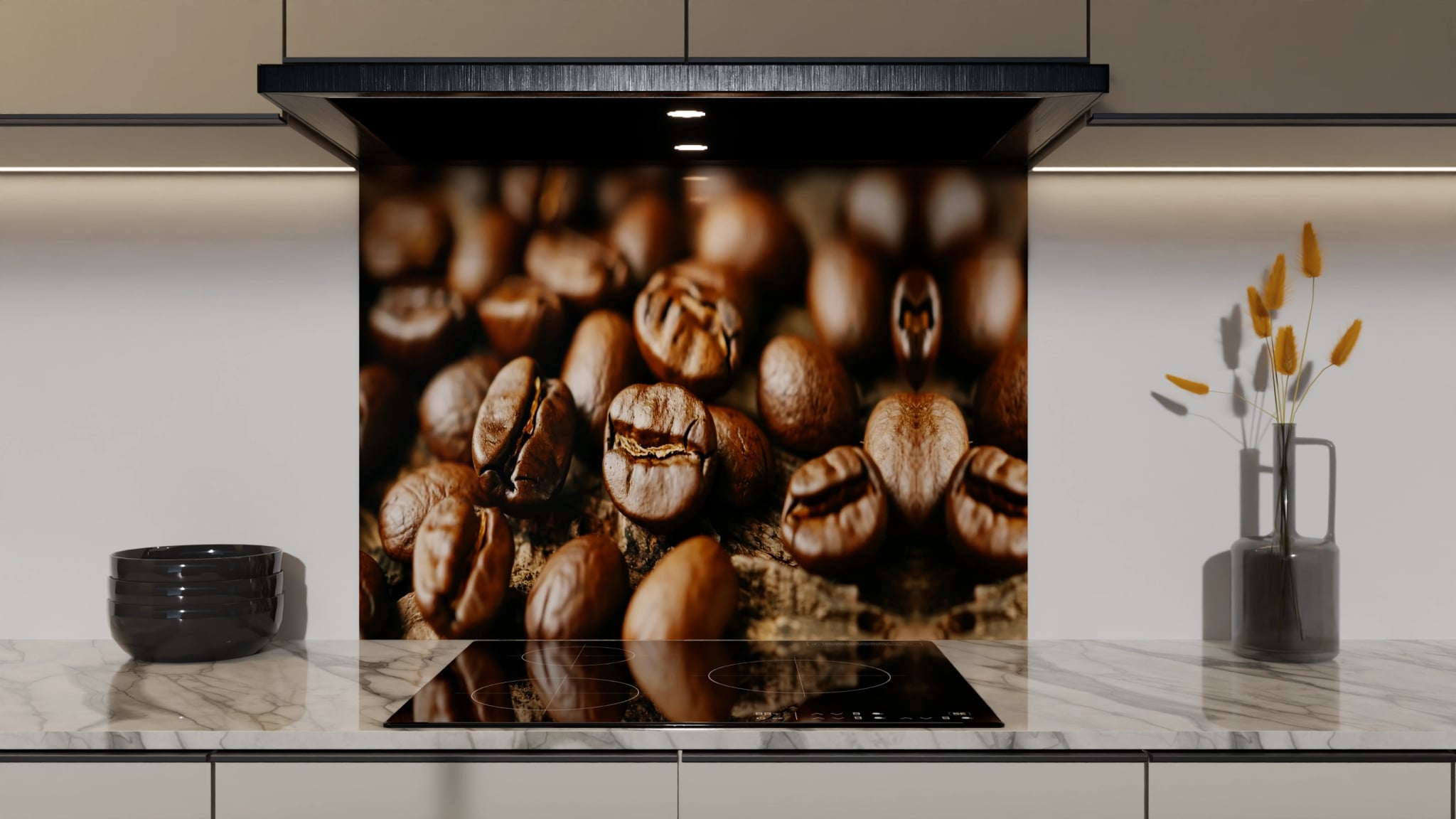 Spritzschutz - Kaffeebohnen Nahaufnahme Holz – Bild 5