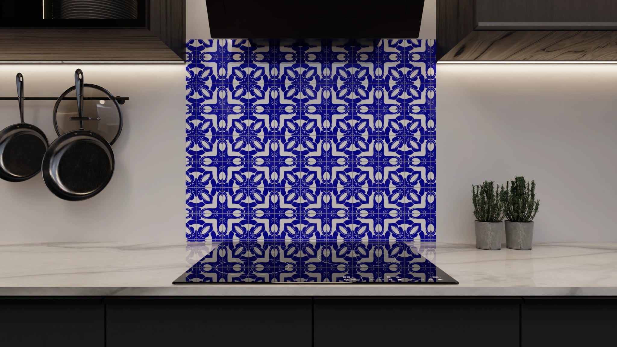 Spritzschutz - Azulejo Tiefblau Floral – Bild 3