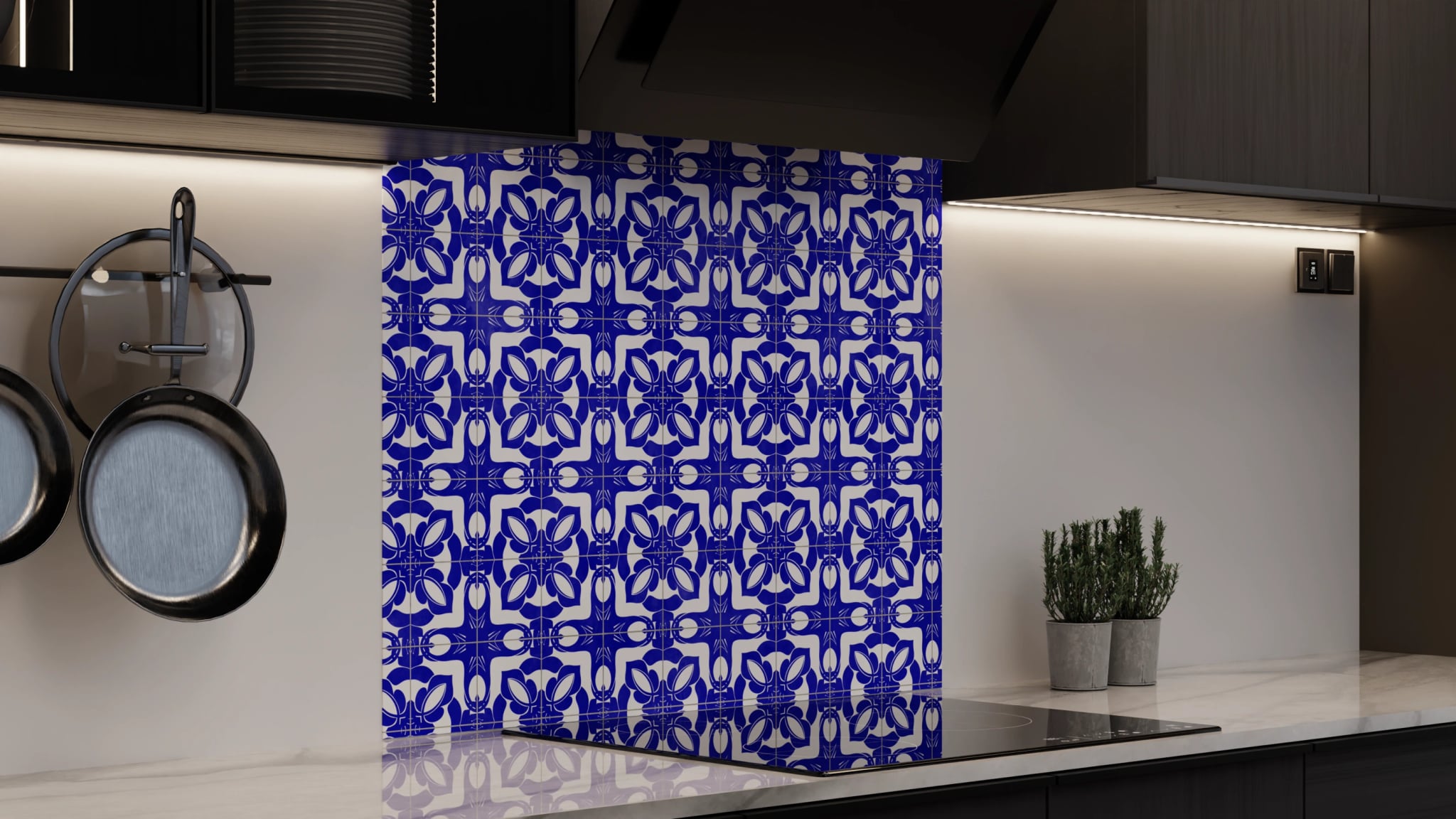 Spritzschutz - Azulejo Tiefblau Floral – Bild 4