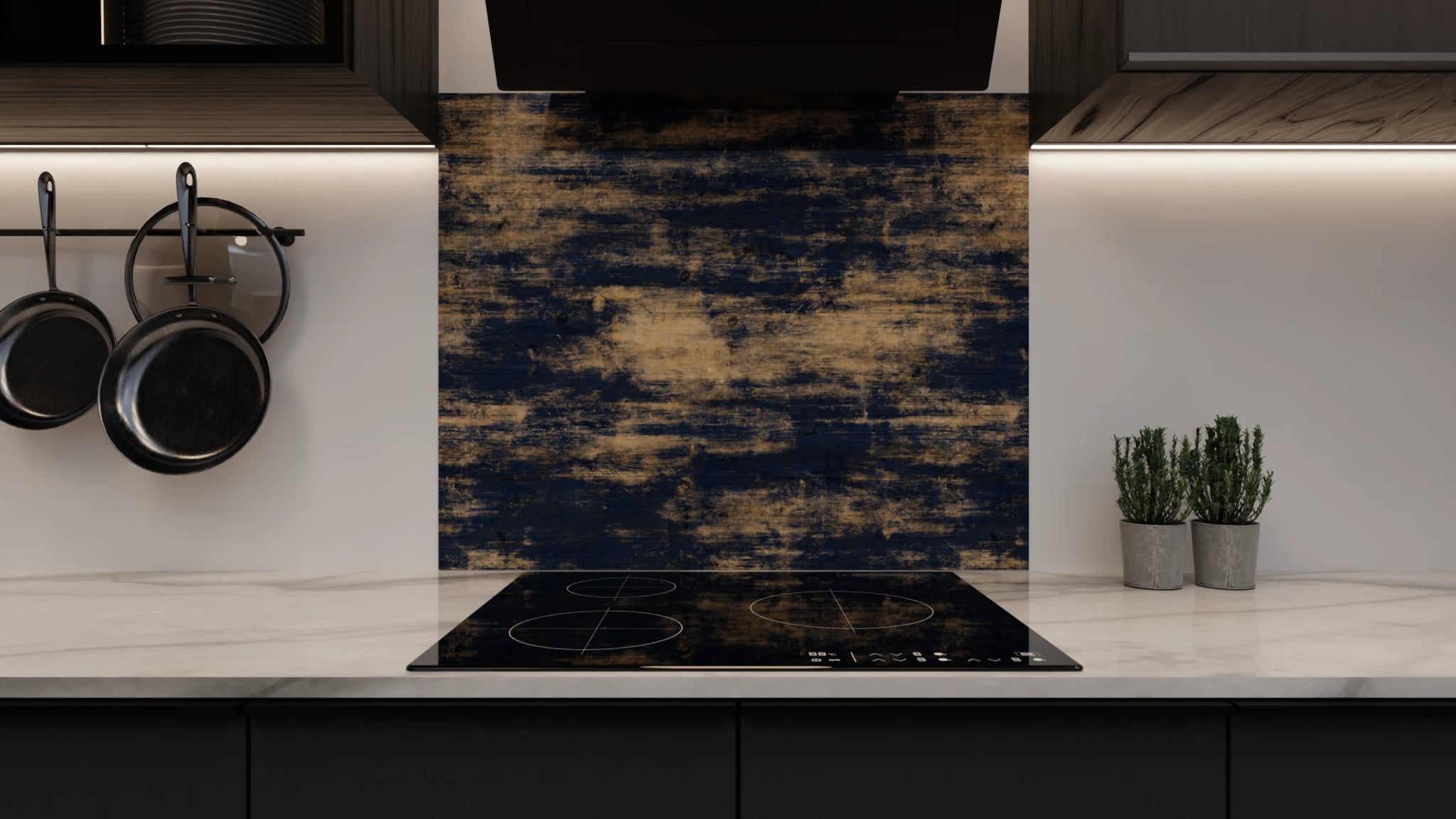 Spritzschutz - Holz Bemalt Blau – Bild 3