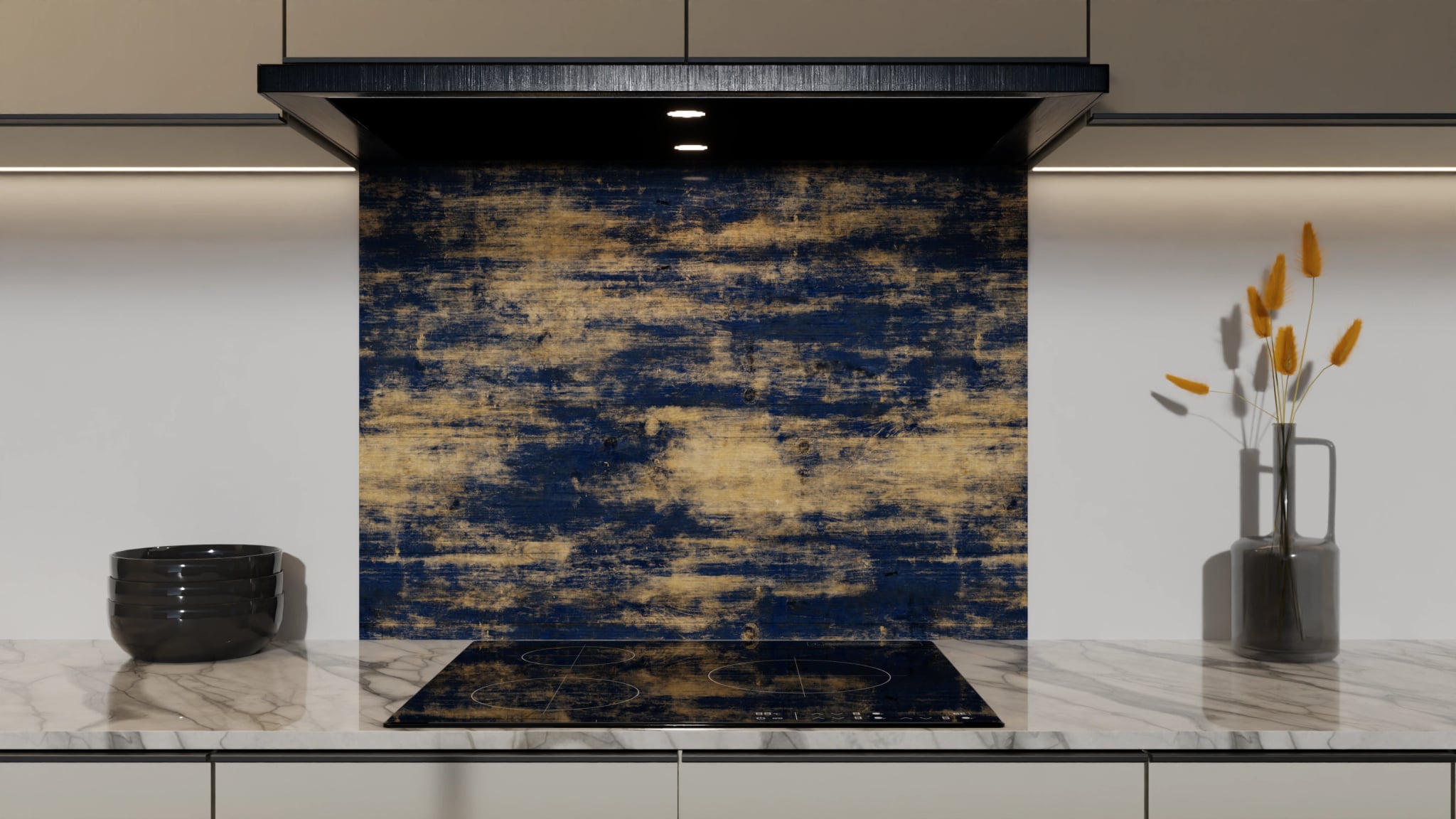 Spritzschutz - Holz Bemalt Blau – Bild 5
