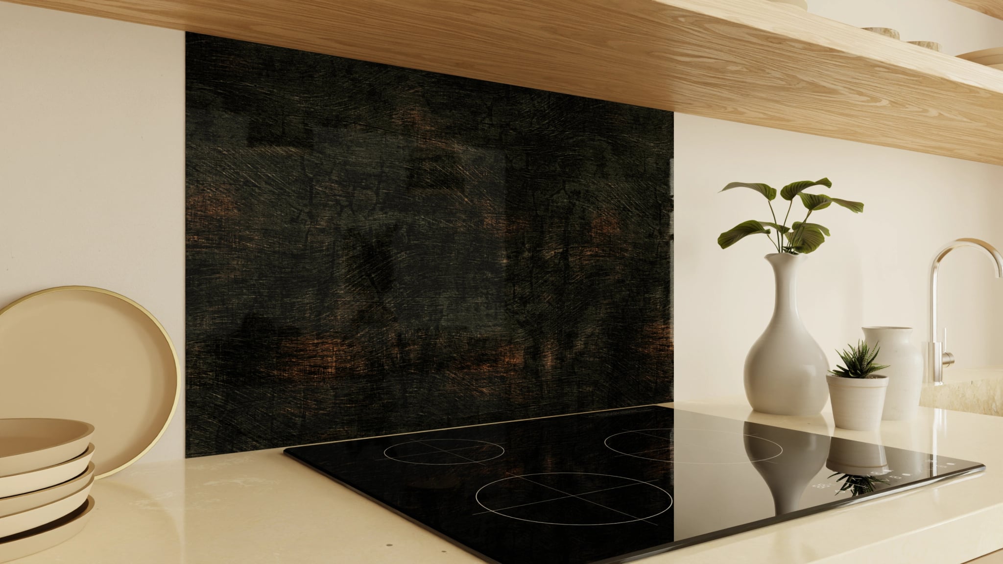 Spritzschutz - Holz Bemalt Schwarz – Bild 2