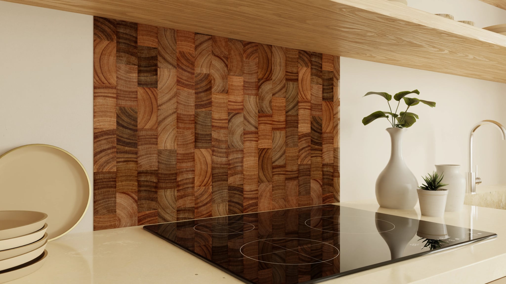 Spritzschutz - Hirnholz Mosaik Dunkel – Bild 2