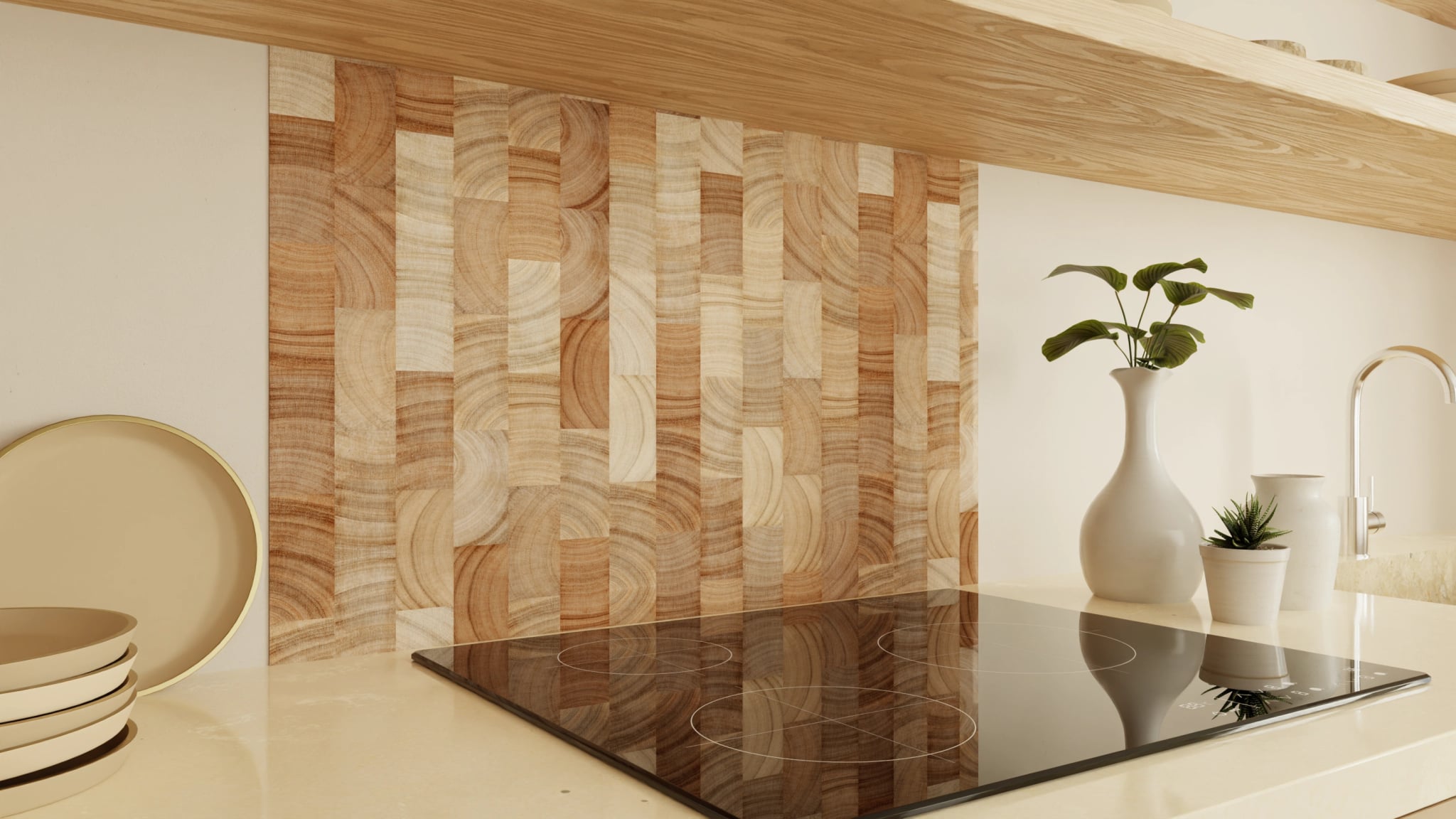 Spritzschutz - Hirnholz Mosaik Hell – Bild 2