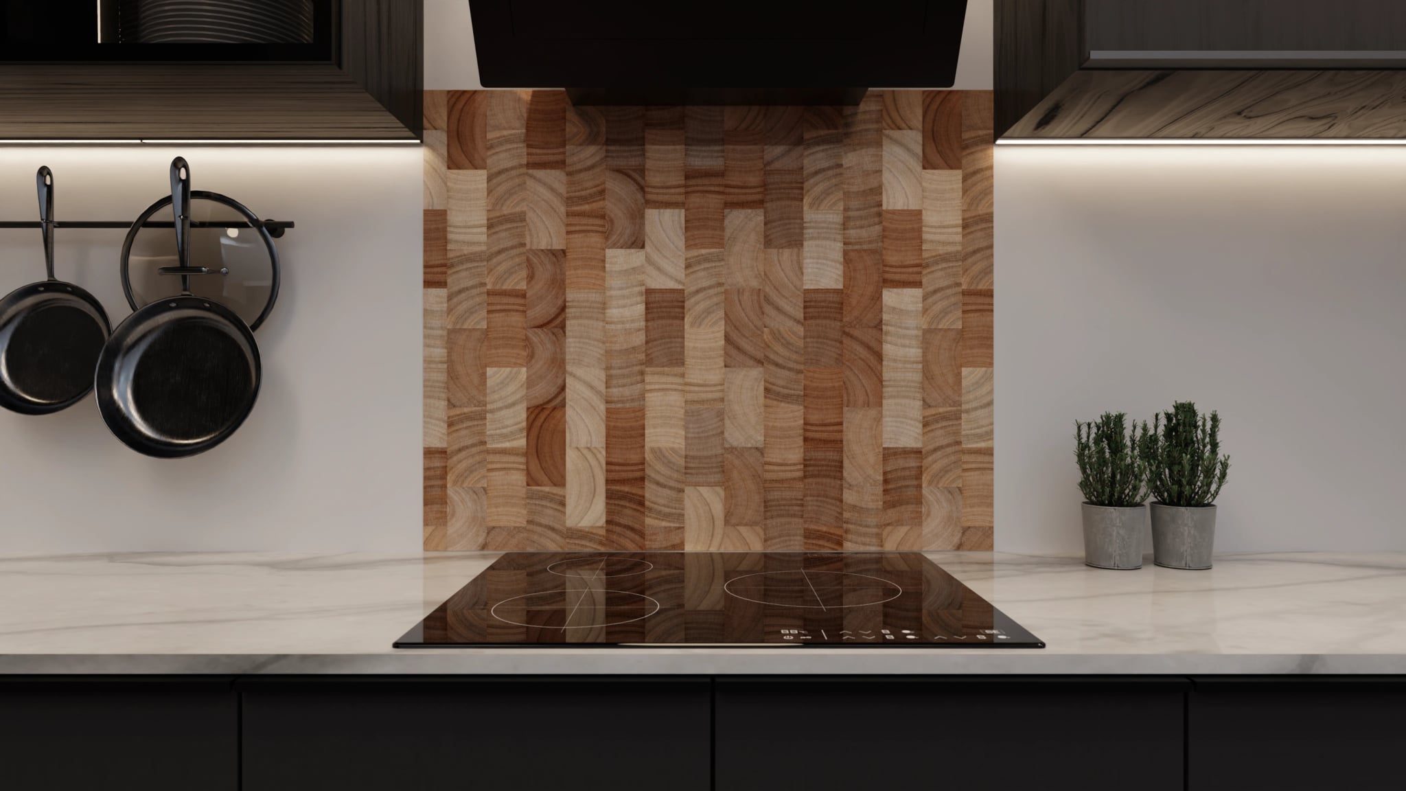 Spritzschutz - Hirnholz Mosaik Hell – Bild 3