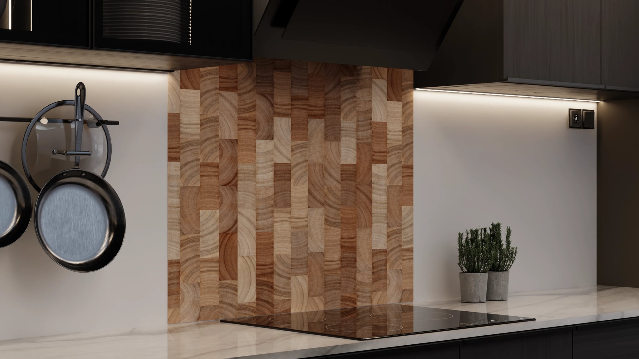 Spritzschutz - Hirnholz Mosaik Hell – Bild 4