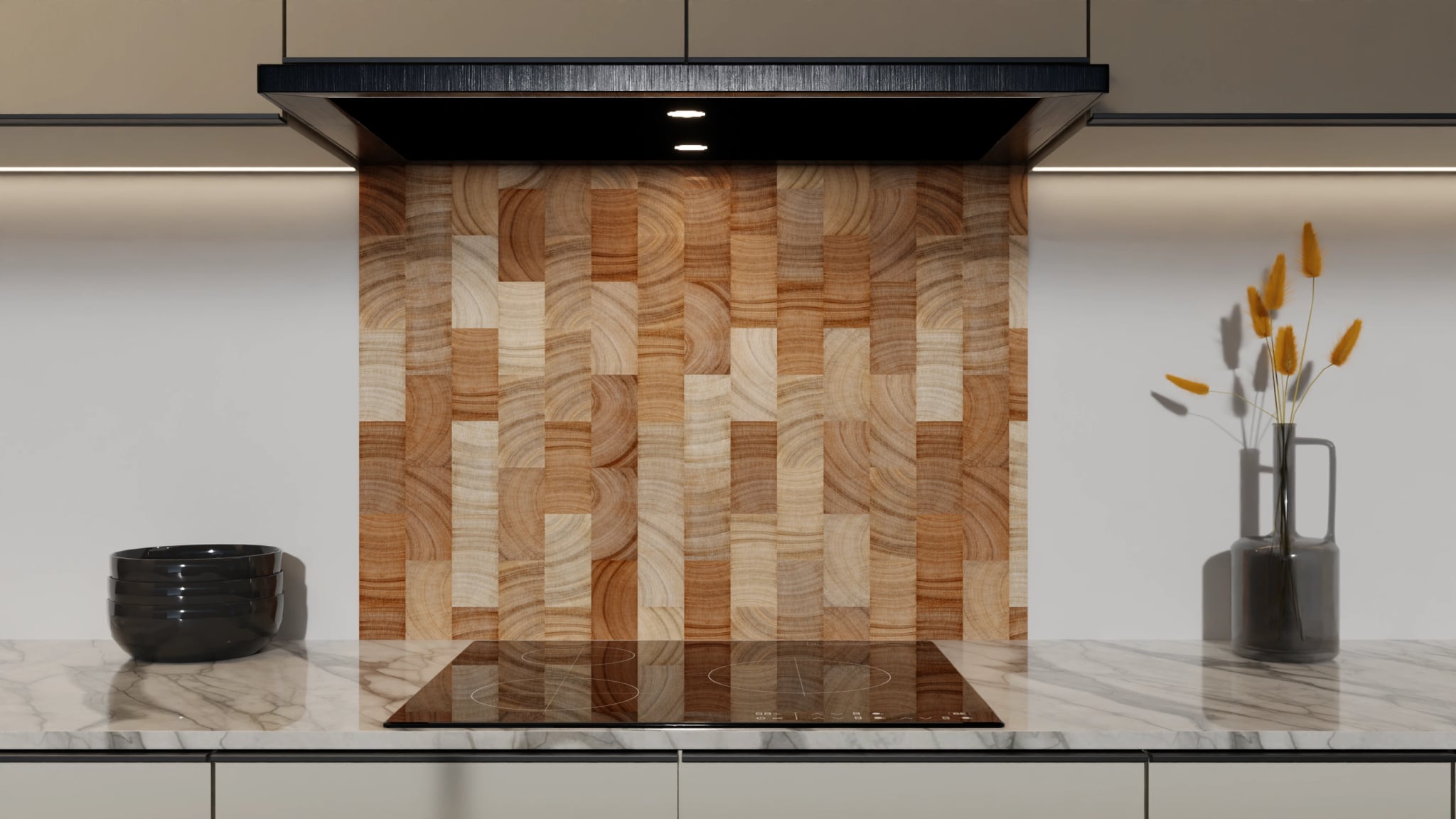 Spritzschutz - Hirnholz Mosaik Hell – Bild 5