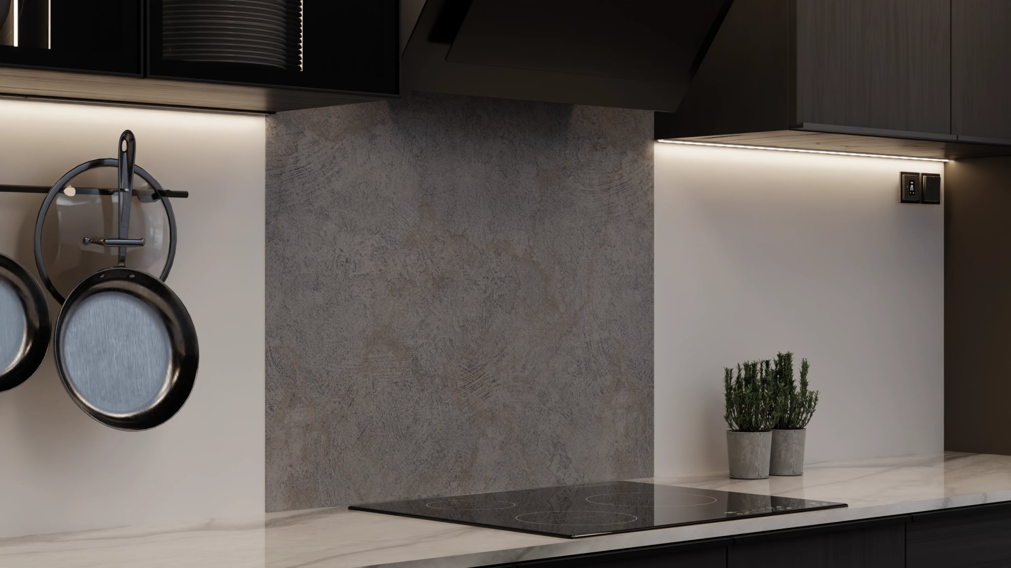 Spritzschutz - Beton Hellgrau Verputzt – Bild 4