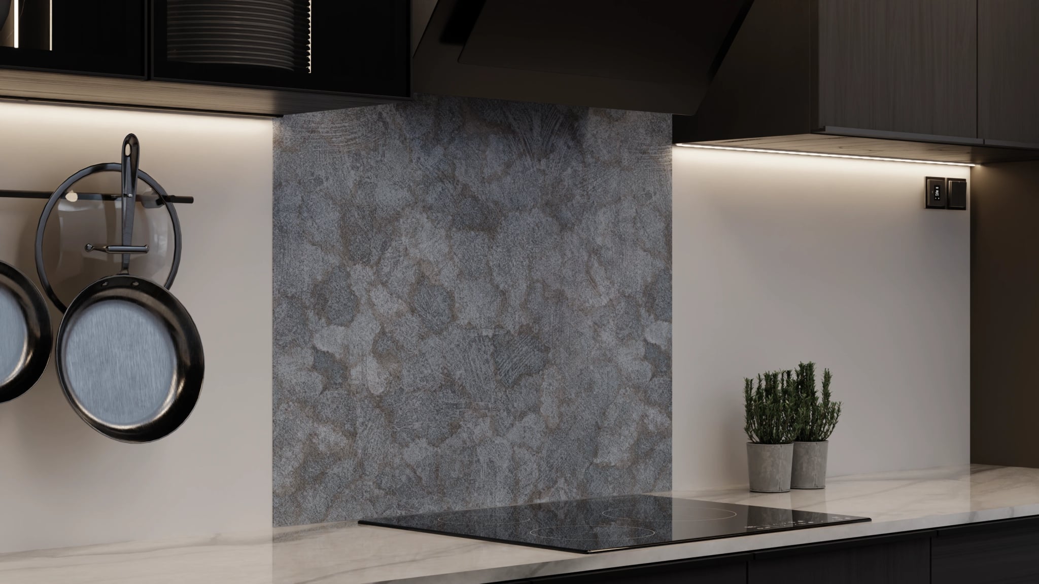 Spritzschutz - Beton Blaugrau Strukturiert – Bild 4